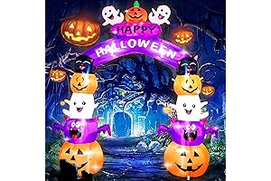 8FT Halloween Stacked Pumpkin Arch Inflatable Decoration with LED Lights for Outdoor