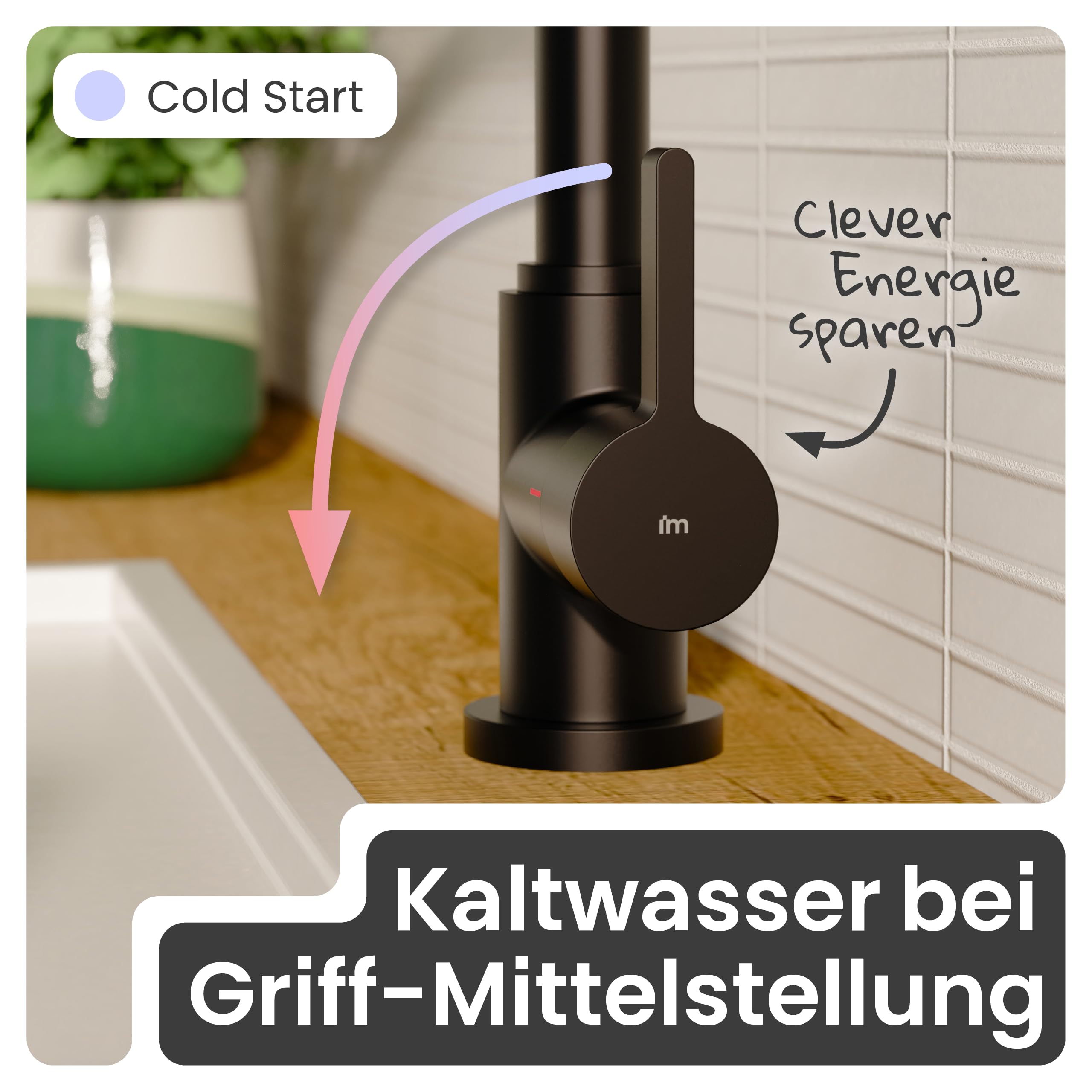 instmaier Leona | Küchenarmatur 360° schwenkbar | Schwarz matt |Wasserhahn Küche | Spültischarmatur mit hohem Auslauf | Armatur Spüle | Einhebelmischer | Mischbatterie