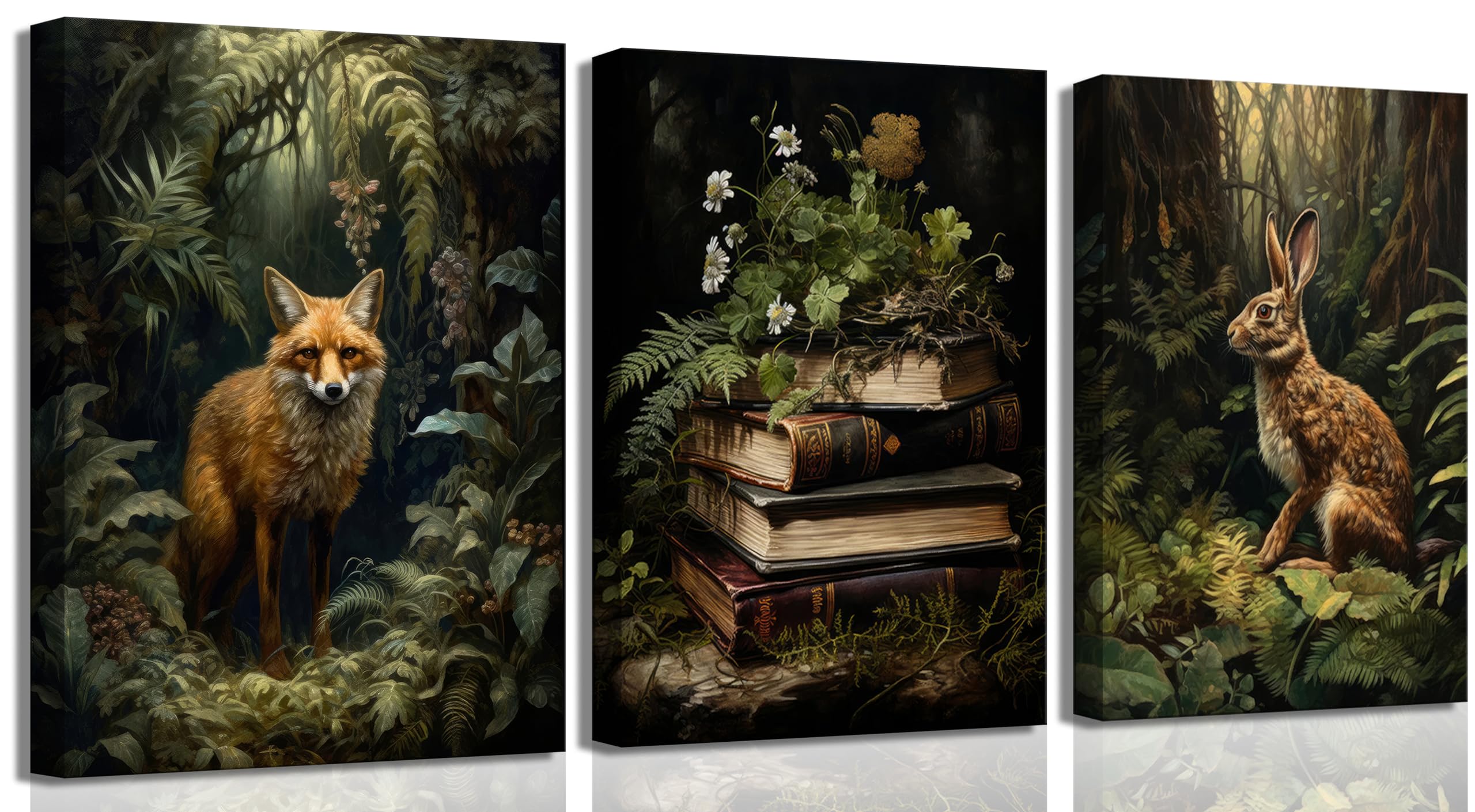 Photo 1 of ONSKMDANT 3Pcs Forest Animal Canvas Wall Art 12x16 inch