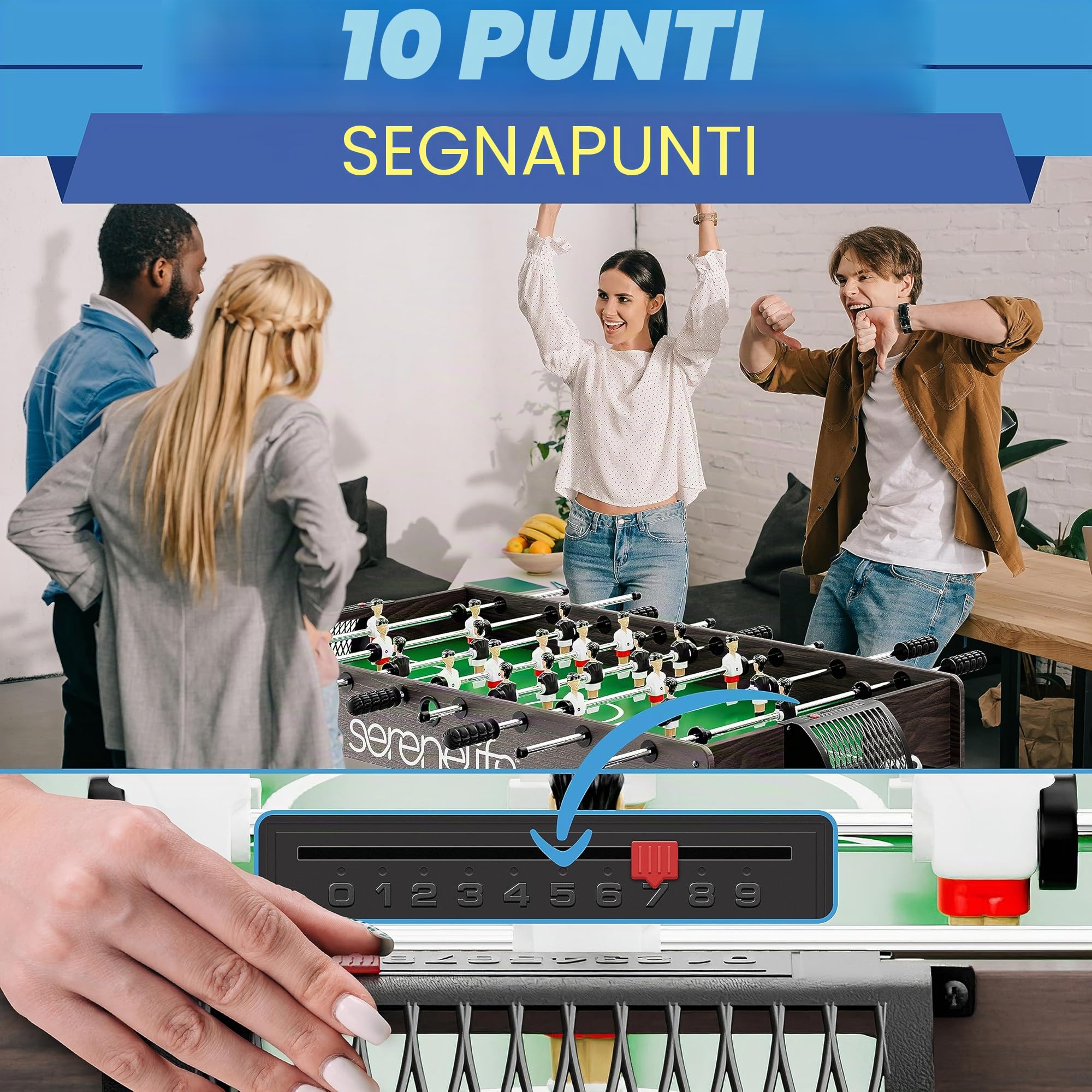 SereneLife Tavola da Calcio Balilla a Grandezza Naturale, Calcio con Palla Set per la Casa, Calcio Balilla Professionale, Design Moderno e Robusto.