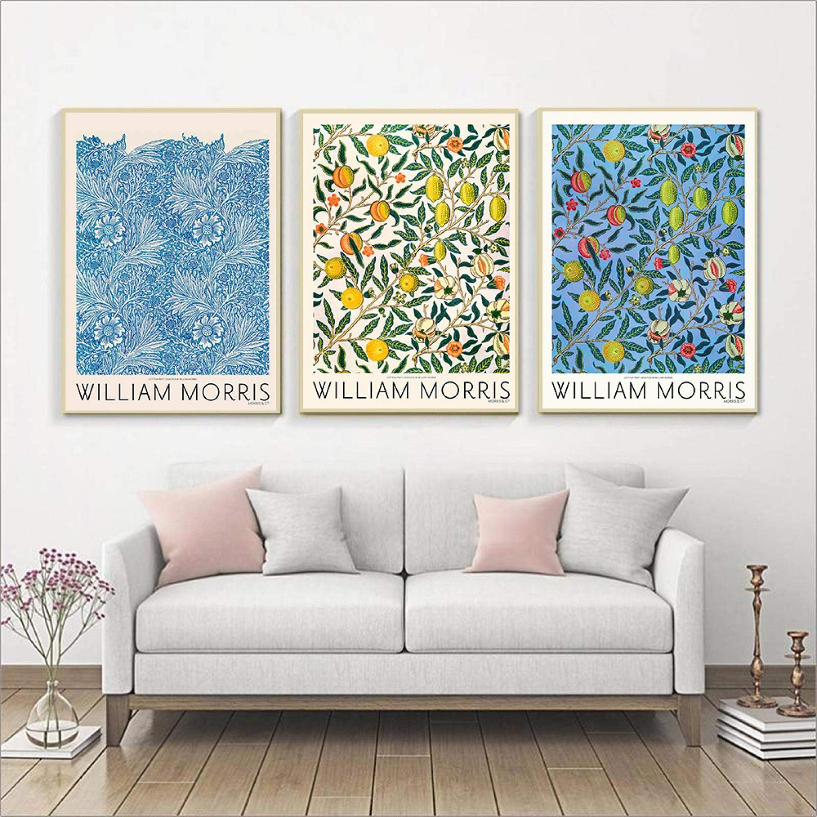 Dittelle William Morris Stampa su Tela Il Victoria and Albert Museum Exhibition Poster Underground Art Nouveau Pittura Decorazione Della Parete 60x80 cm-3 Pezzi Senza Cornice