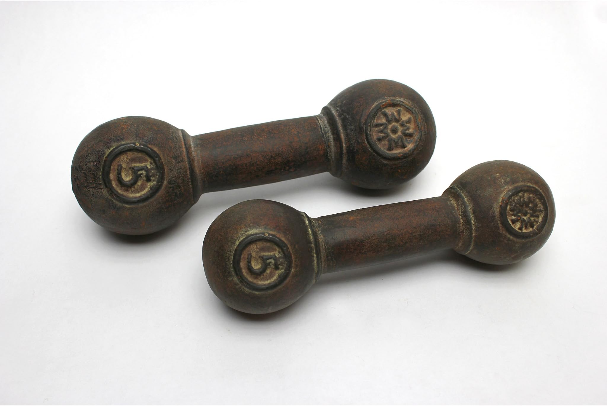 Design Toscano Strongmen Cast Iron Dumbbells, Rust, Set of 2