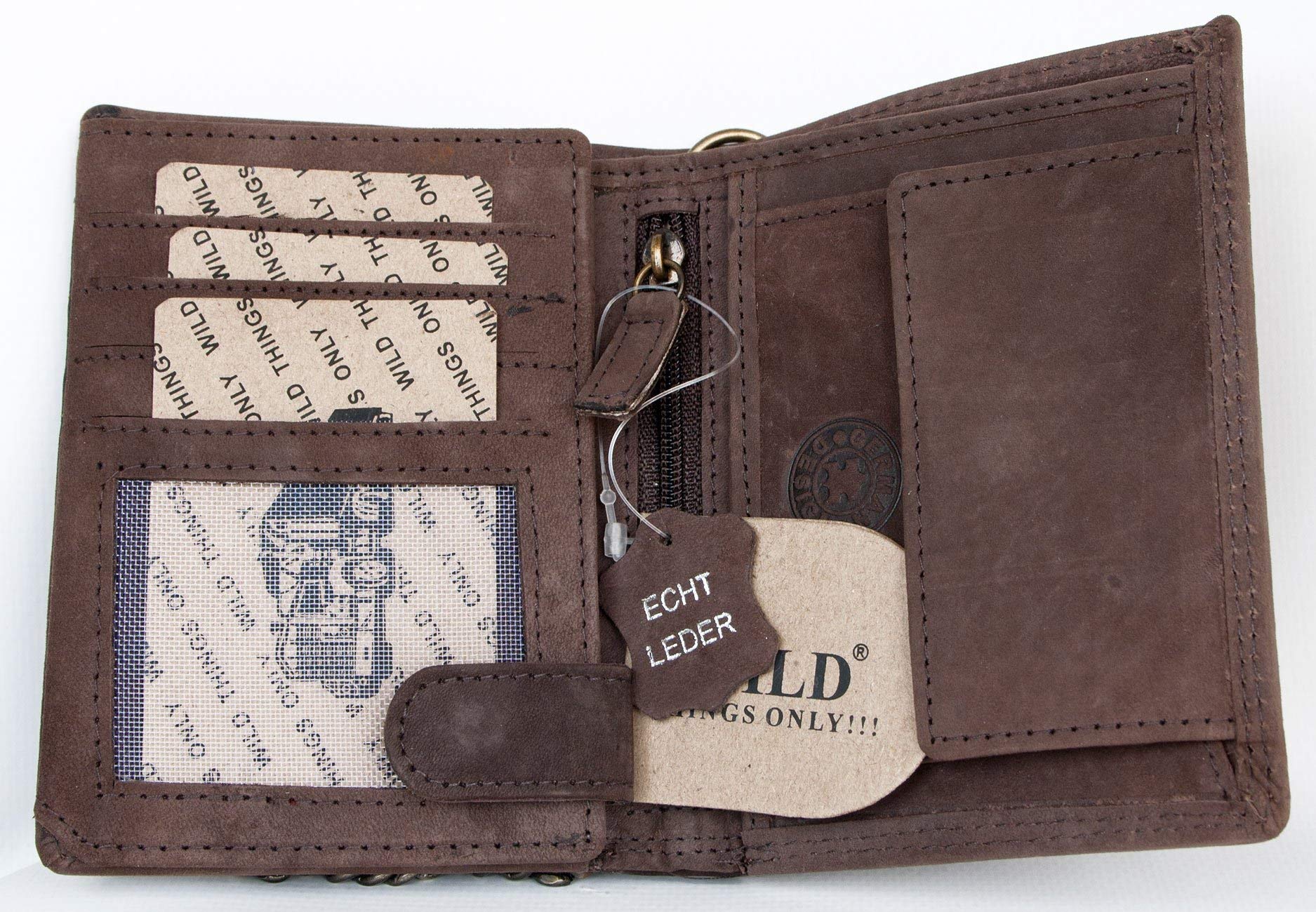 Billetera marrón Claro Estilo Motero de Cuero con camión con Cadena de Metal