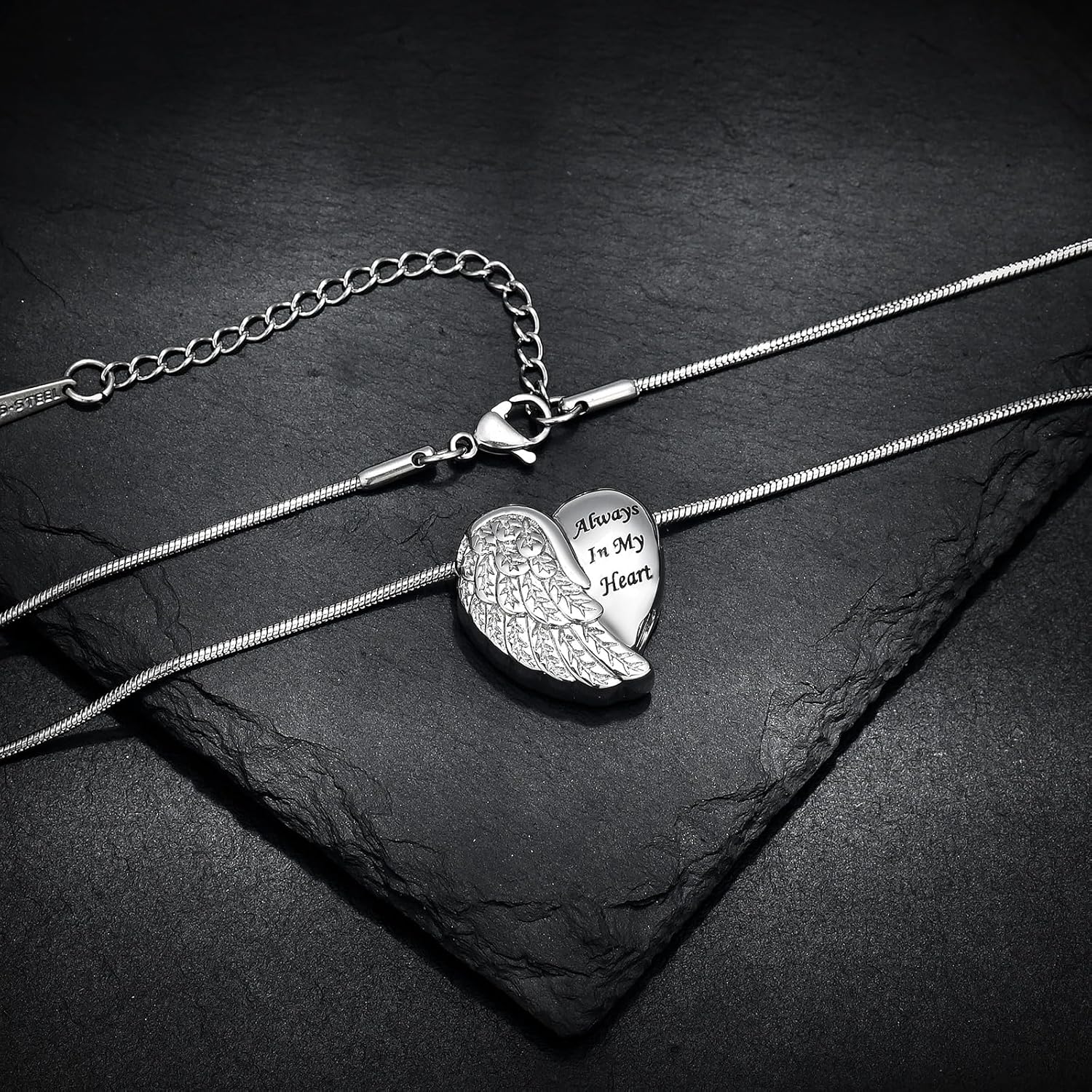 Cremation Heart Urn Necklace Ashes Jewelry for Women Men Angel Wing Heart Urn Pendant for Ashes Memorial Keepsake Locket Ash Holder for Human/Pet Ashe - Image 8