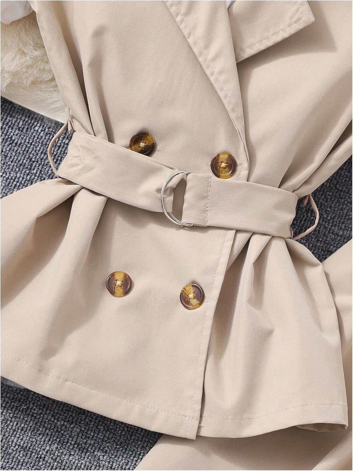 OYOANGLE Girl's 2 Piece Summer Outfit Puff Sleeve Belted Blouse Top and Bell Bottom Pants Set - Image 4