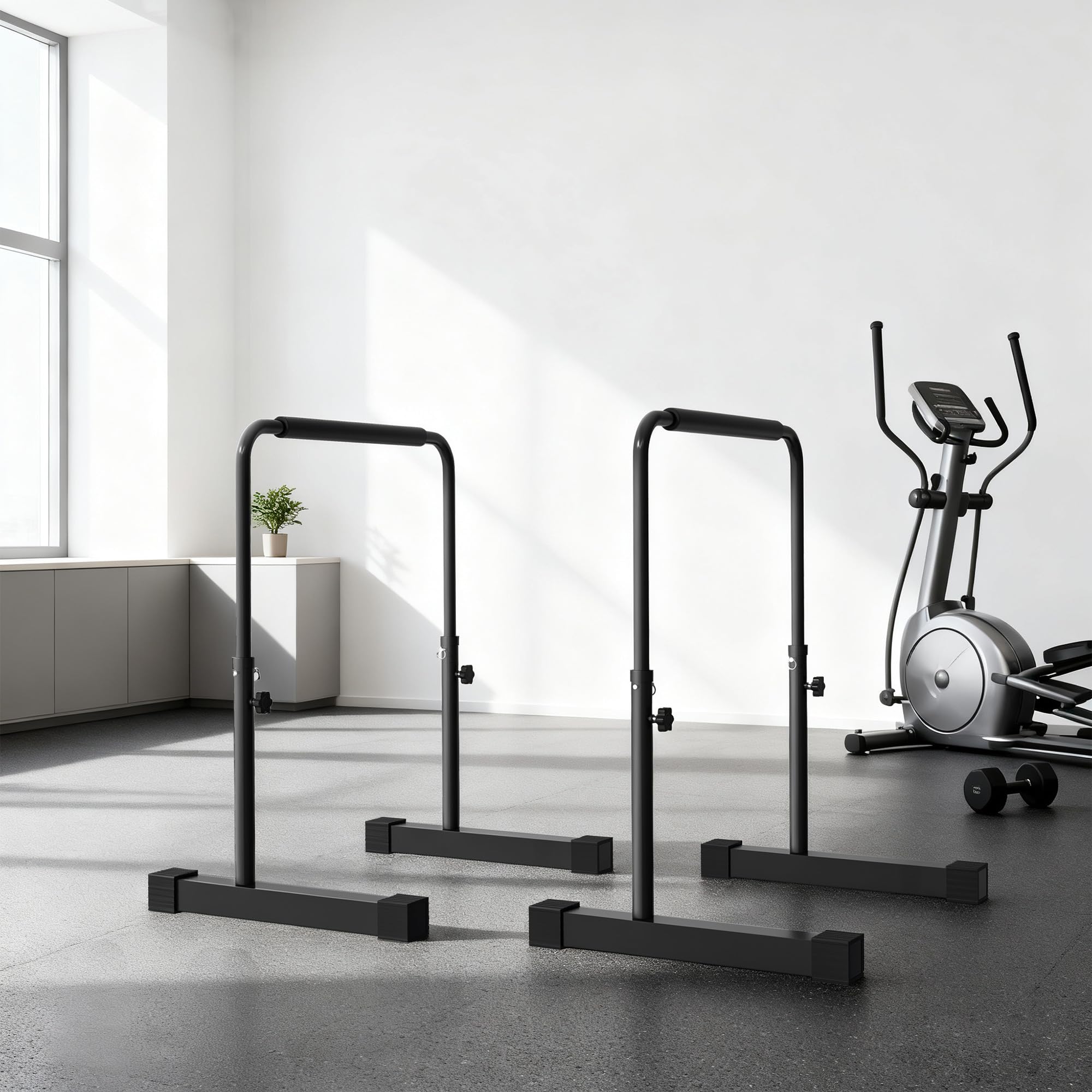 SPORTNOW Dips barra paralela estación de entrenamiento ajustable de acero, altura ajustable con 4 niveles para Dips, Push Up, Parallets Fitness, negro