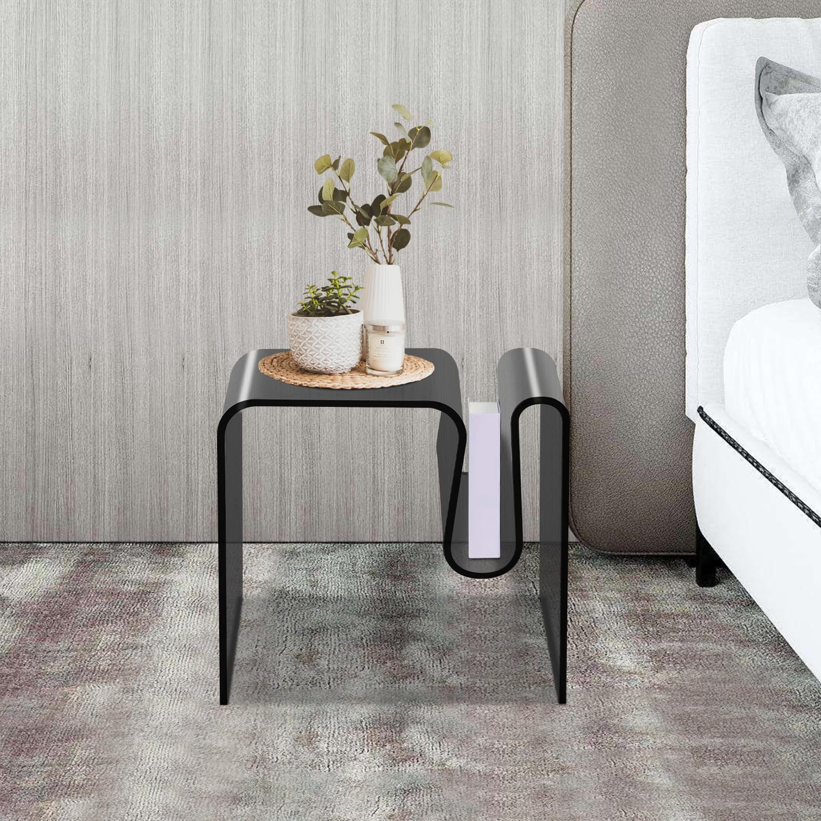 Sofa-Aufsätze in M-Form aus Acryl, Beistelltisch für Wohnzimmer, Schlafzimmer, Büro, Café, Schlafsaal, Wohnung, Tee-Restaurant, Balkon (schwarz)