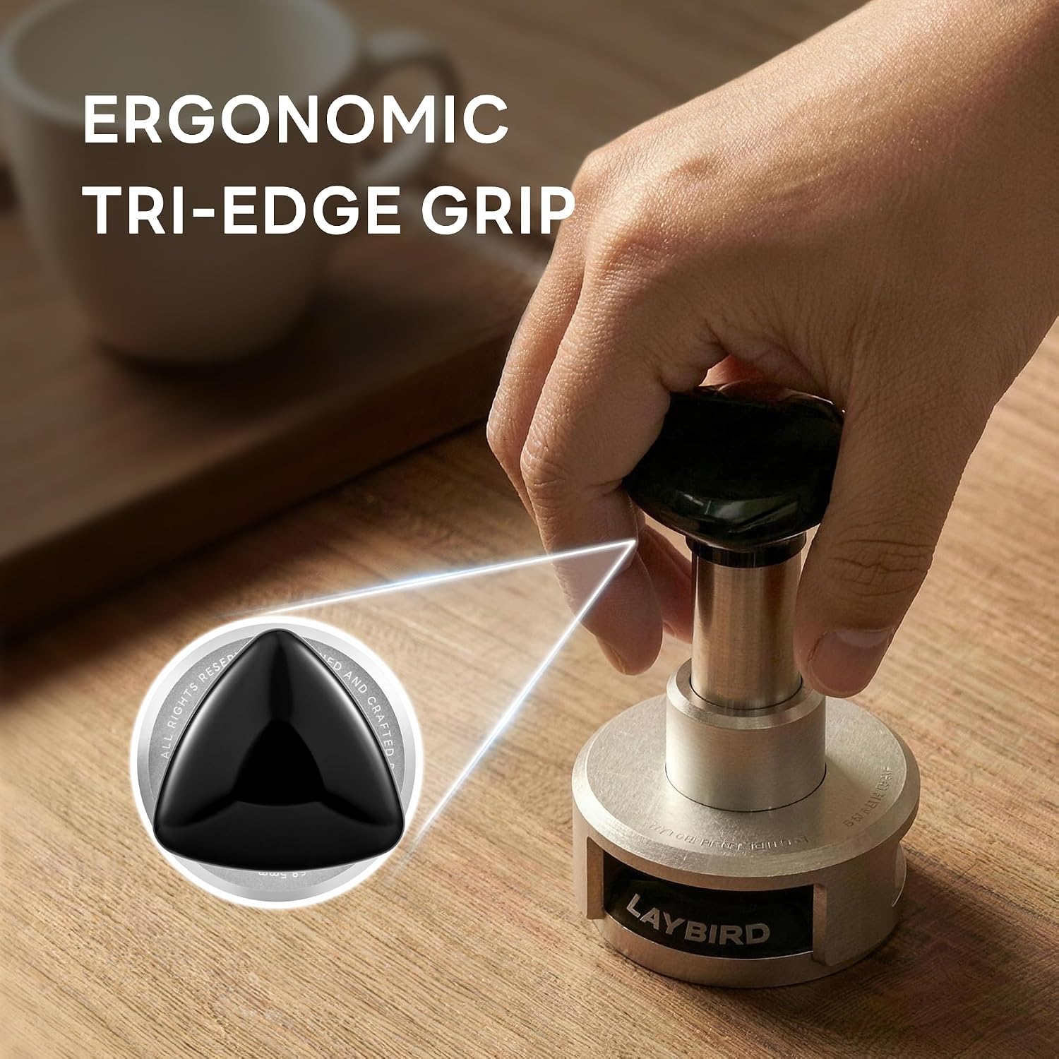 TriPress Espresso Tamper 53.3–54mm, 25lb Constant Pressure Spring Loaded Coffee Tamper with 90° Leveling Guard, Zero-Residue Design and Threaded Base for Espresso Portafilter
