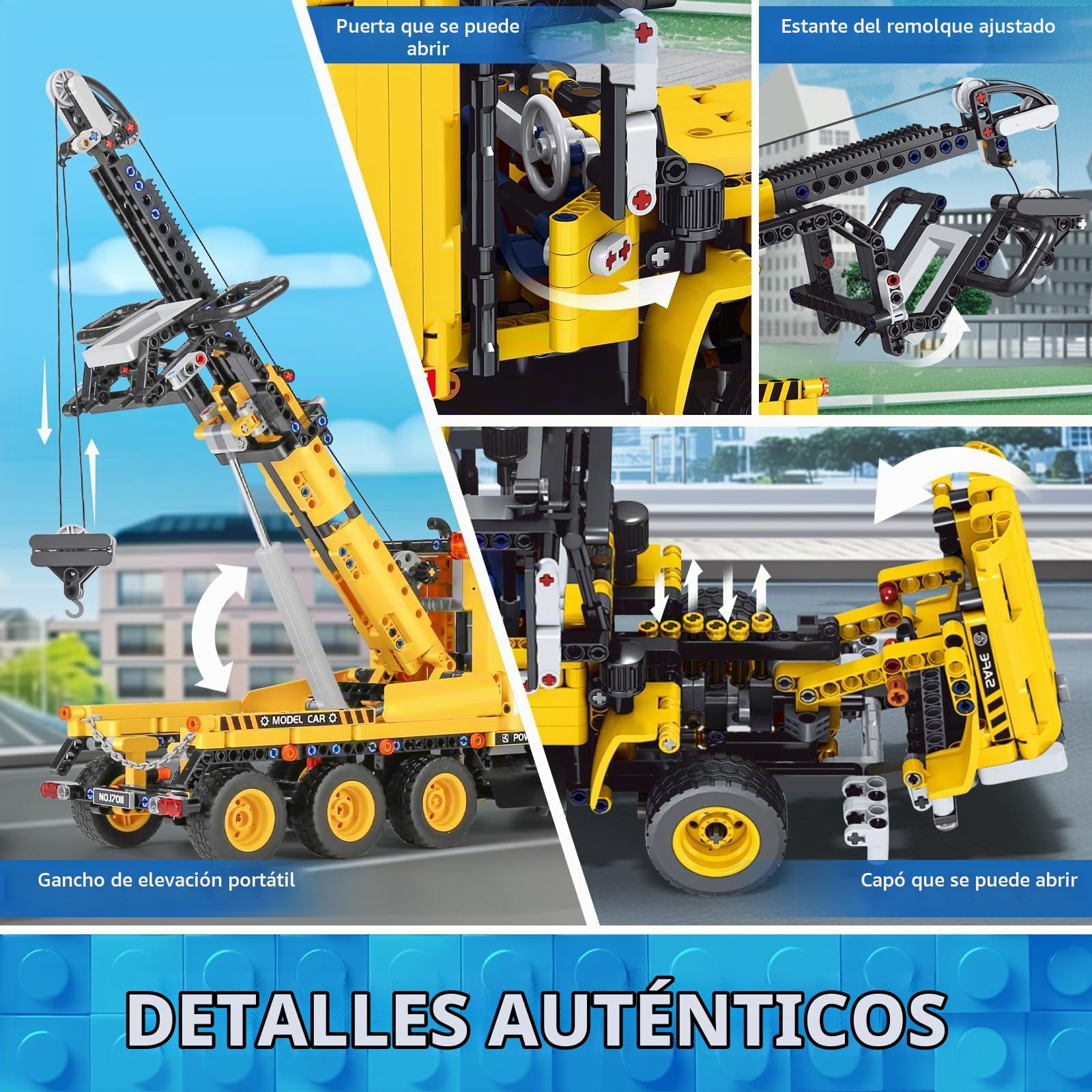 Mould King 17011 Tecnología Construcción de Grúas de Camión de Remolque, Modelo de Camión Remolque Vehículo de Construcción, Juguete de Construcción de la Serie Ingeniería para Niños (sin Motor)