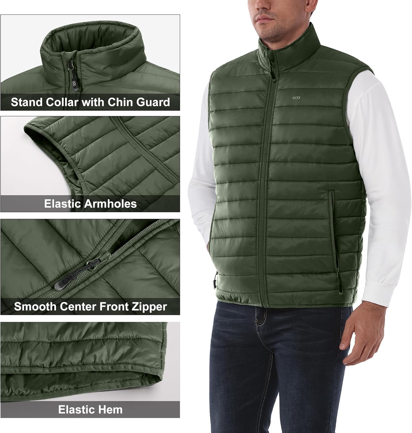 33,000ft Men's Lightweight Packable Insulated Puffer Vest Outerwear, Warm Winter Sleeveless Jacket for Golf Running - Image 6