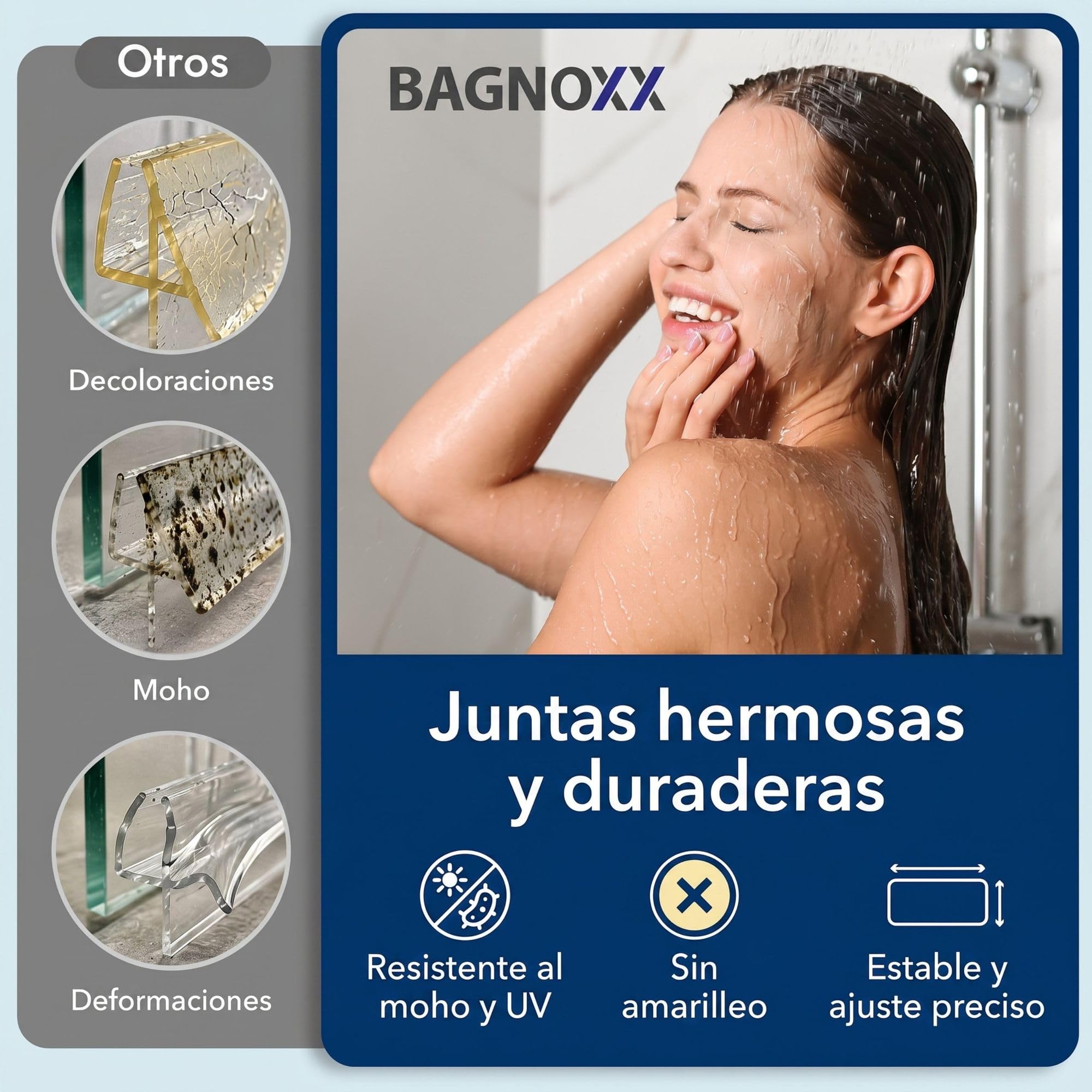 2x Junta 200cm, para 8mm espesor del vidrio, 90 & 180 grados Transp | Junta magnética para cabina de ducha, PVC, para puerta de cristal o corredera, apertura unilateral