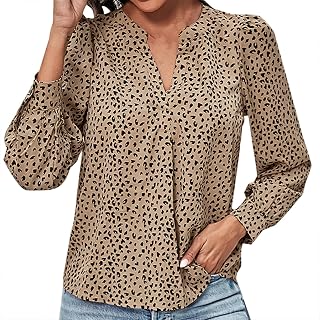 Xbemkste Blouses Women's Trend Leopard Print Loose Long Sleeve Shirt Casual Top Sweatshirt Women's Basic Shirt Women