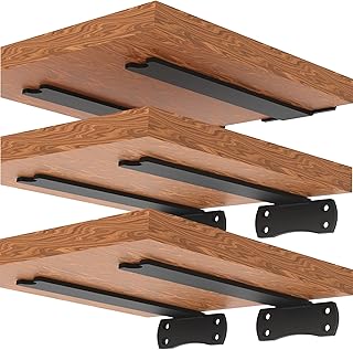 Heavy Duty Cast Iron Floating Shelf Brackets - 10 Inch, 6 Pack - Hidden Invisible L Brackets for DIY & Wall Shelves Support