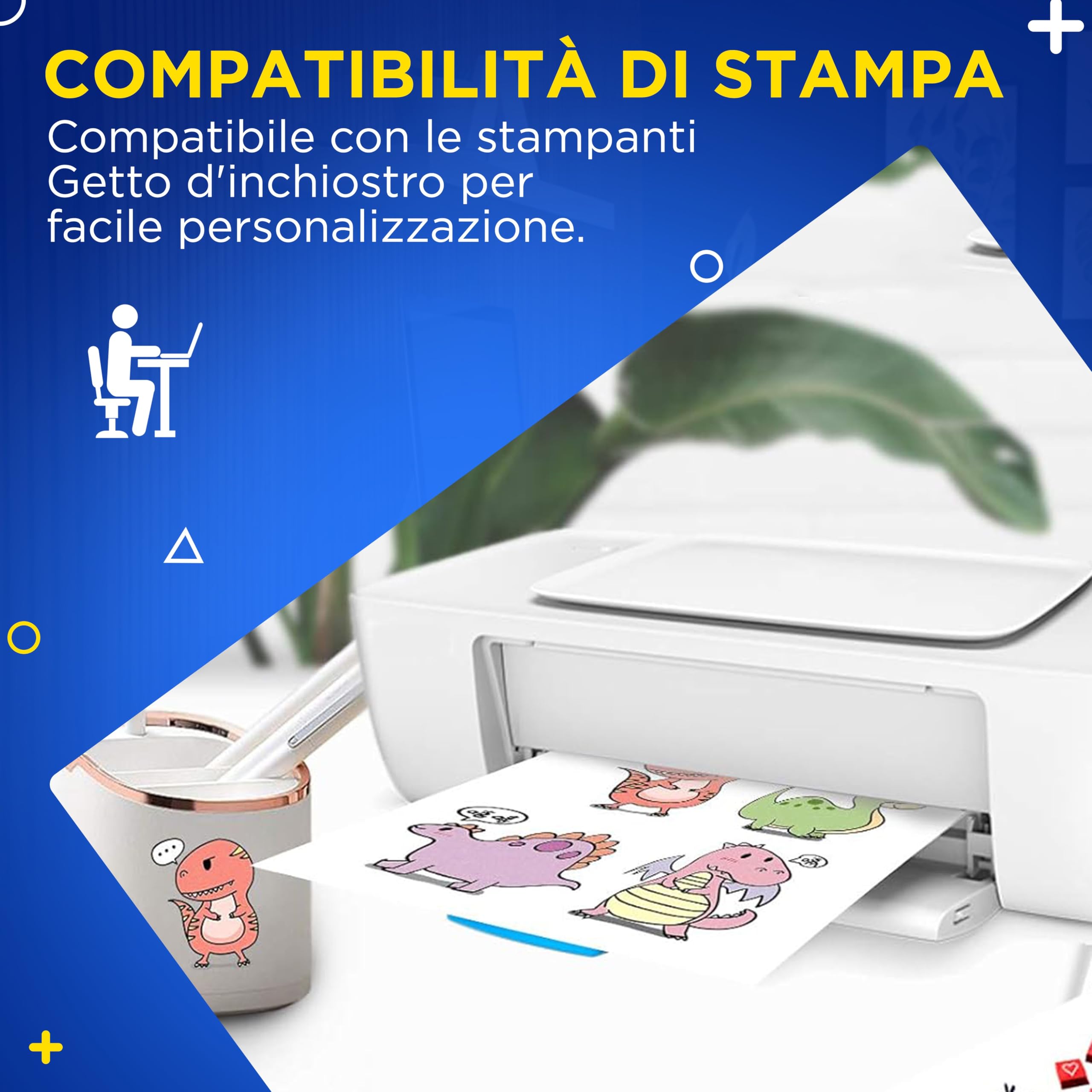 Fogli di Vinile Adesivo Stampabile A4 Impermeabile Bianco Opaco
