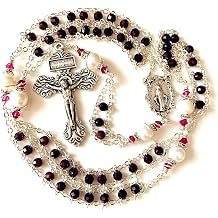 elegantmedical handmade Gold Ladder to Heaven Garnet Beads Catholic Rosary crucifix Necklace box