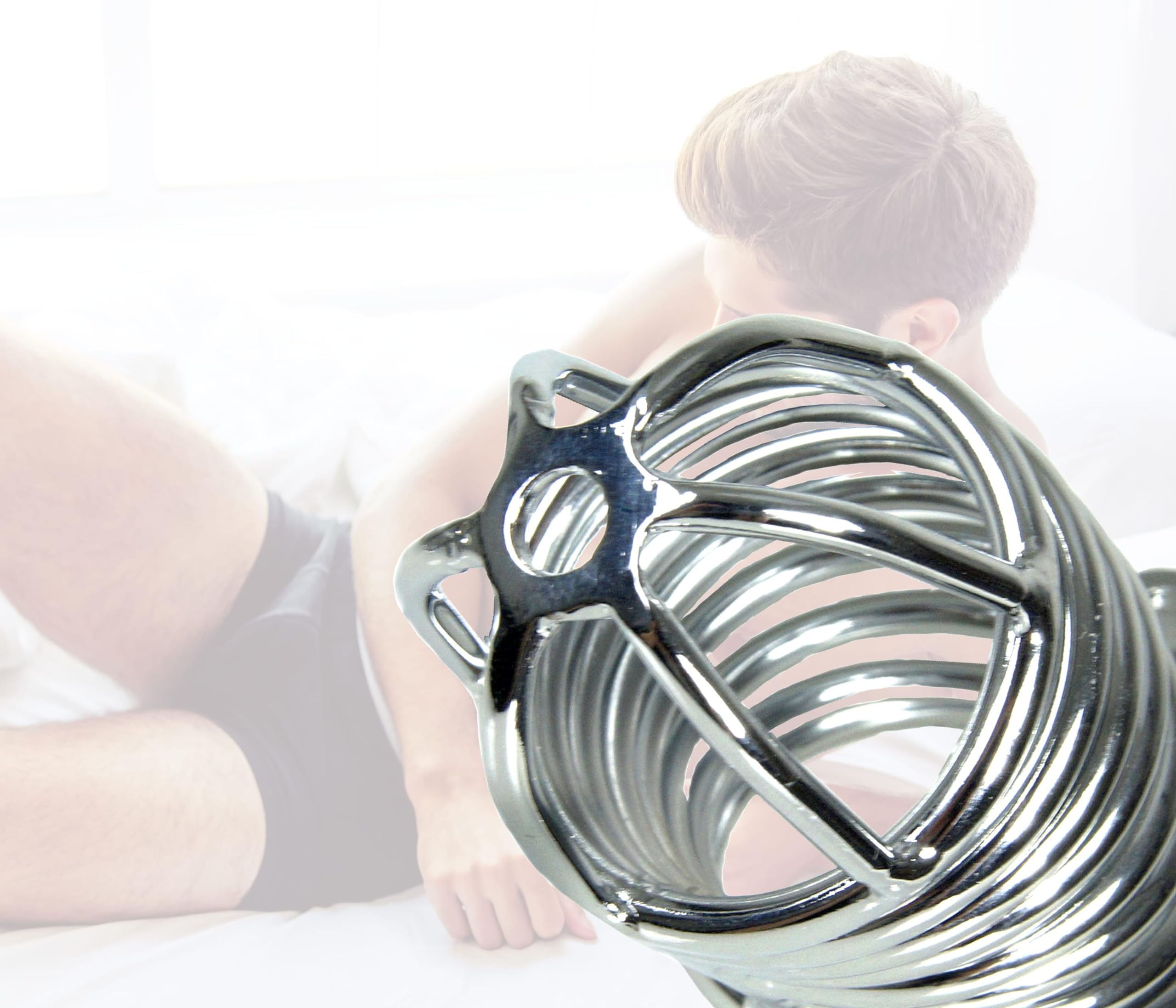 Jaula de Pene Cinturón de Castidad de Metal Grande con 3 Anillos De Gallo Jaula de Castidad Bondage Fetiche Juguetes Sexuales Para Hombres