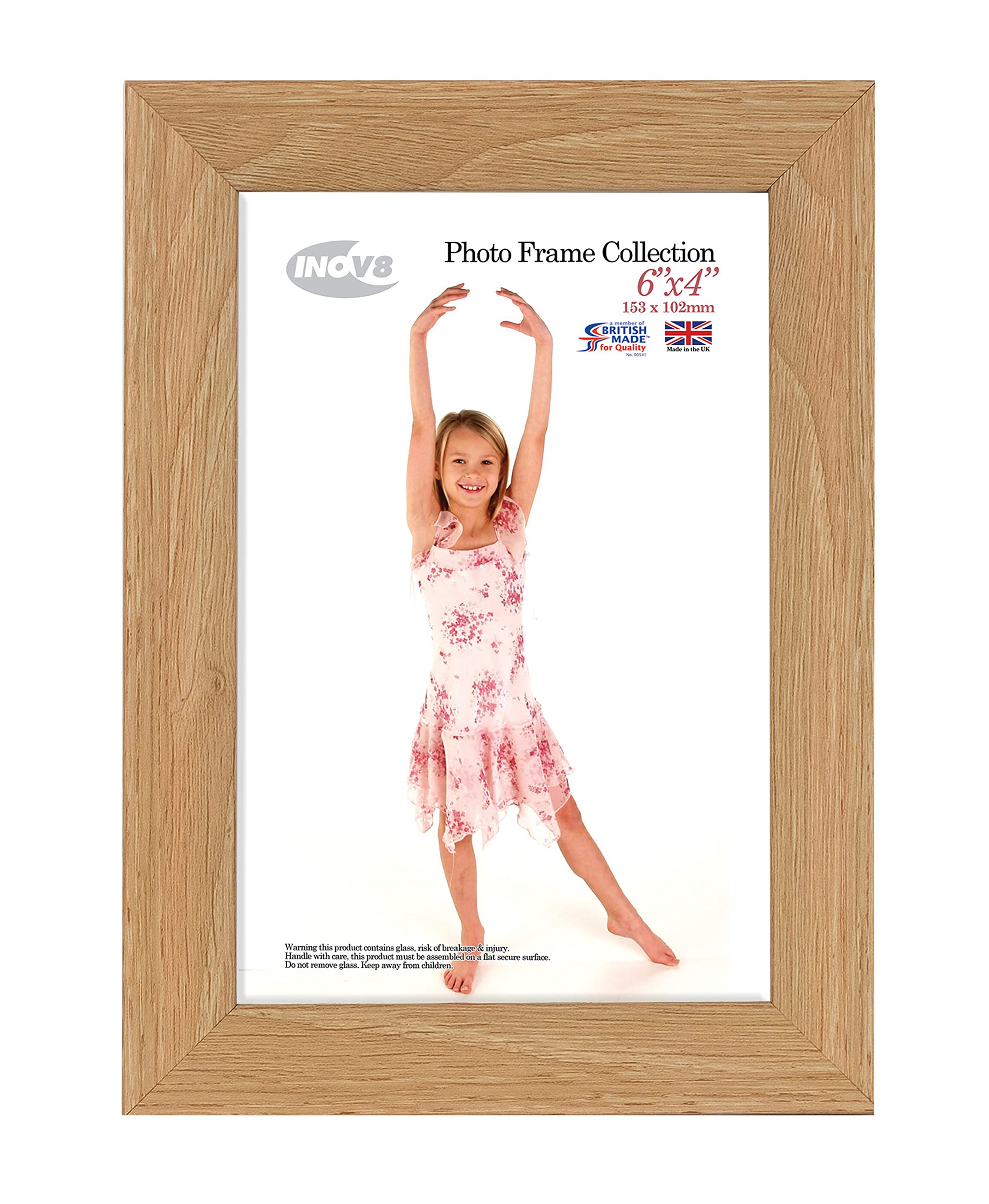 Inov8 Framing - Lime Oak 6x4 Inch (10x15cm) British Made Photo Frame - Wood Effect with Glass Picture Frame