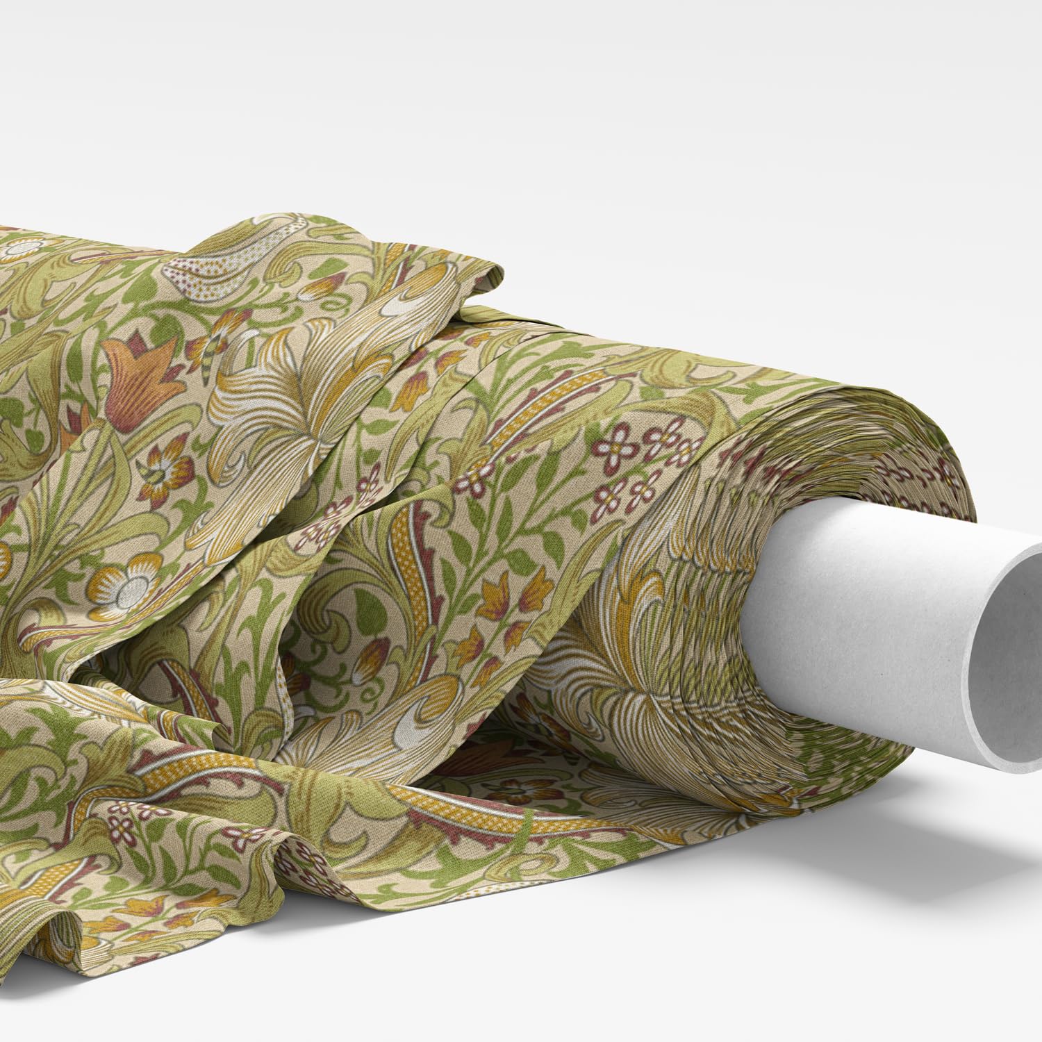 Glamour Secrets Golden Lily Cornsilk Green William Morris Upholstery Fabric - 100% Cotton Canvas - Curtain Cushion Material (Golden Lily Cornsilk Green)