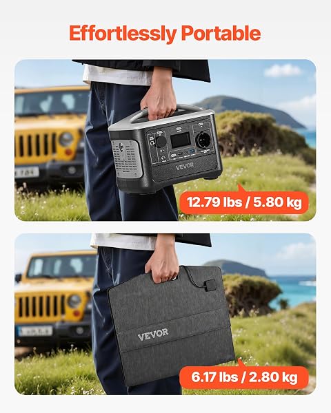 VEVOR Tragbare Powerstation, mit 100-W-Solarpanel, 600-W-Solargenerator, 493-Wh-LiFePO4-Akku-Backup & 7 Ausgängen, Notstromaggregat, Ideal für Notfälle zu Hause, Camping & Wohnmobilreisen - 5