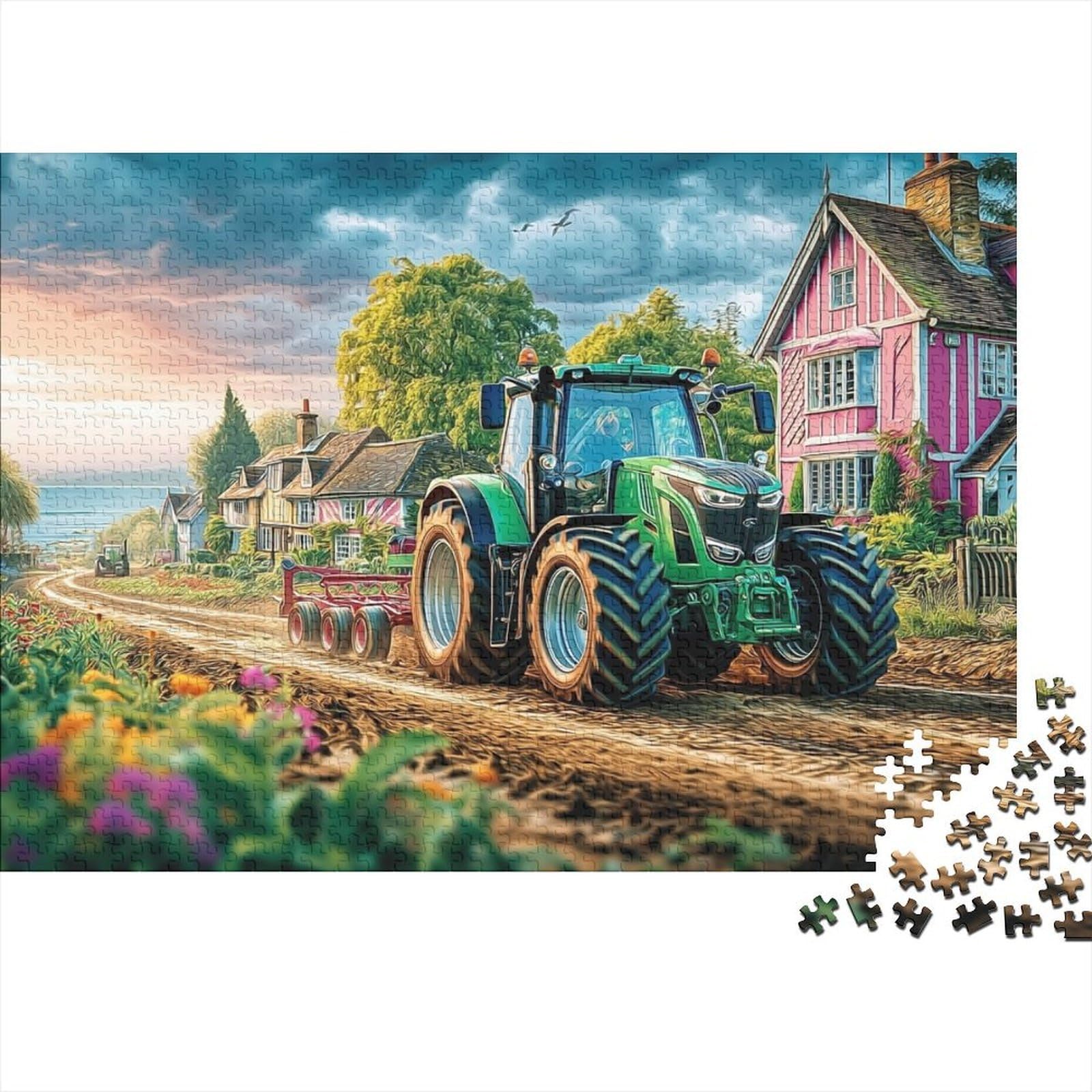 Countryside Farm Scene 1000 Piece Puzzle for Adults Thick Paper Jigsaw Rural Tractor Paper Puzzle Home Decor Gift 70x50cm/1000pcs