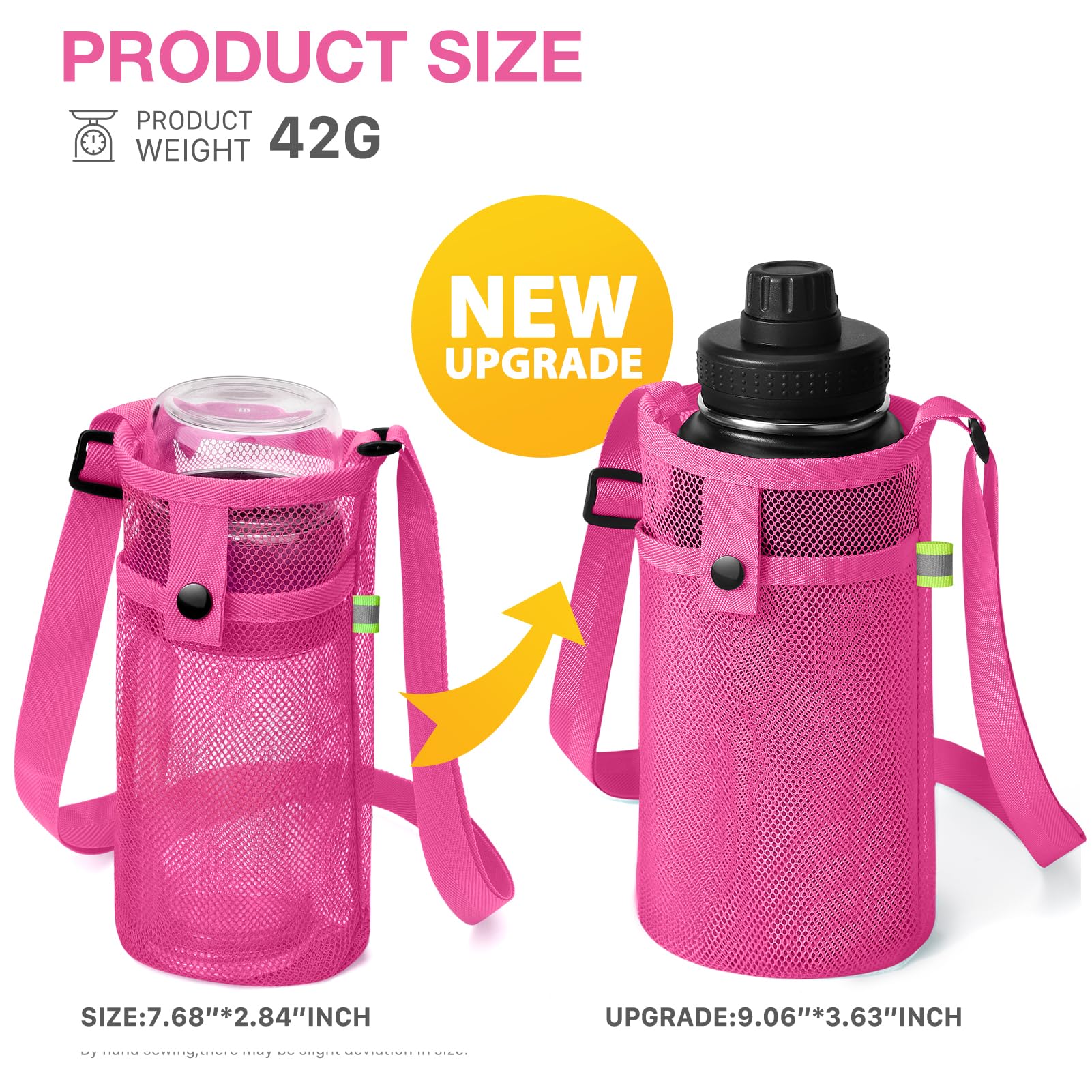 Kids Water Bottle Carrier Bag - Rainbow Neoprene, Adjustable Strap, Padded Pocket - View #6