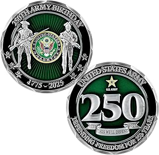 United States Army 250th Anniversary Challenge Coin – 1775-2025 –Collectible, Gifts for Soldiers – Army 250 Birthday Coin