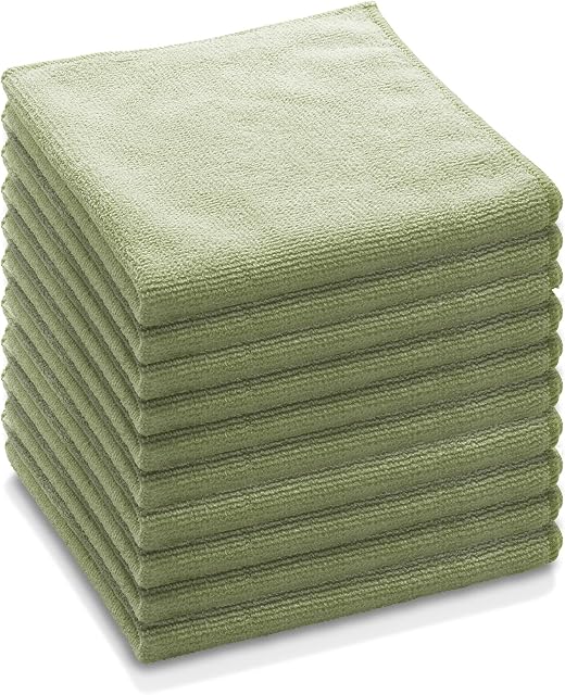 E-Cloth General Purpose Microfibre Cloth, Multipurpose Cleaning Cloth for Household Surfaces, Washable and Reusable, 100 Wash Promise, Green, 10 Pack