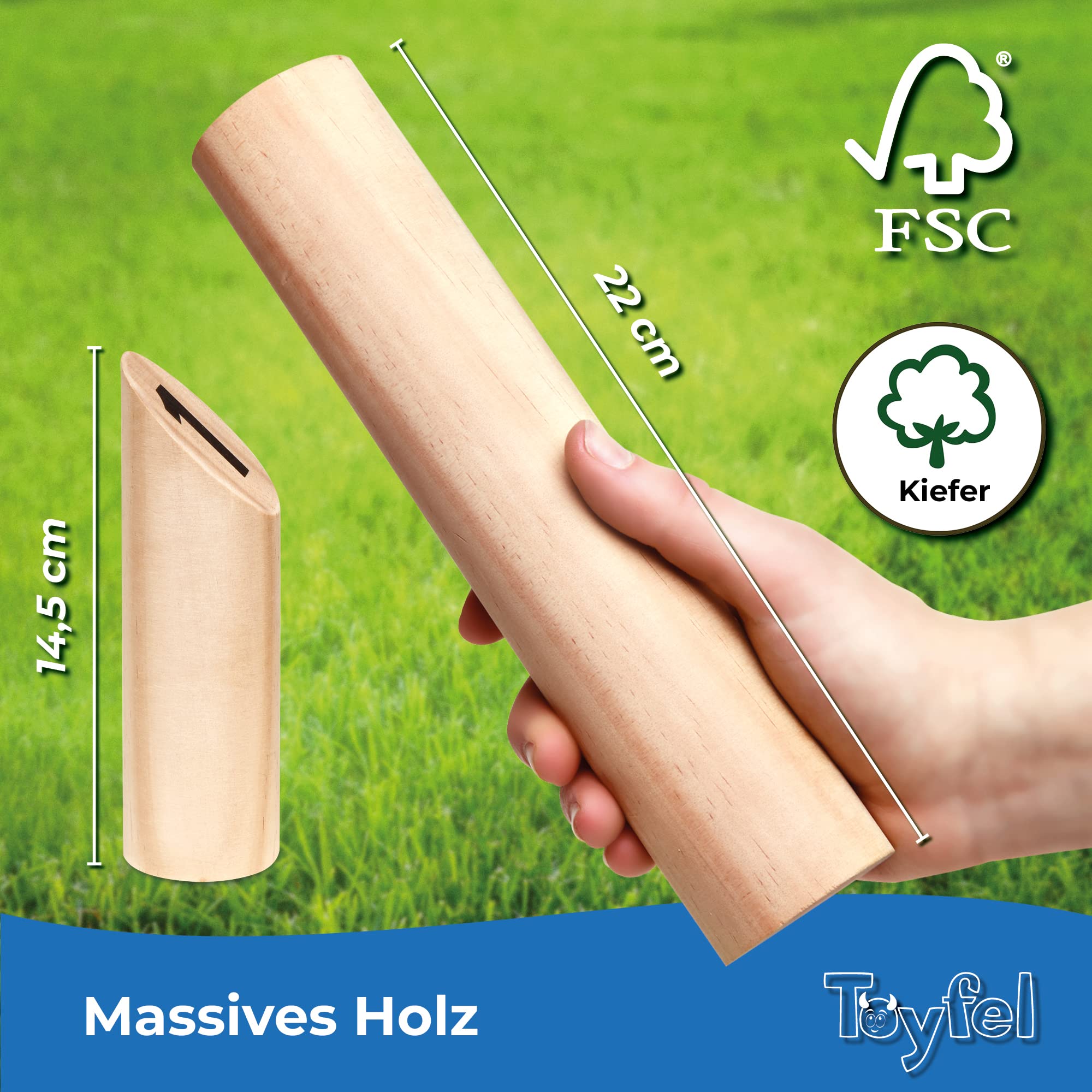 Toyfel Tölky Indoor & Outdoor Wurfspiel aus Finnland – Schweden Schach aus FSC® Holz – Lustiges Holzwurfspiel Garten Outdoor Spielzeug für Kinder & Erwachsene