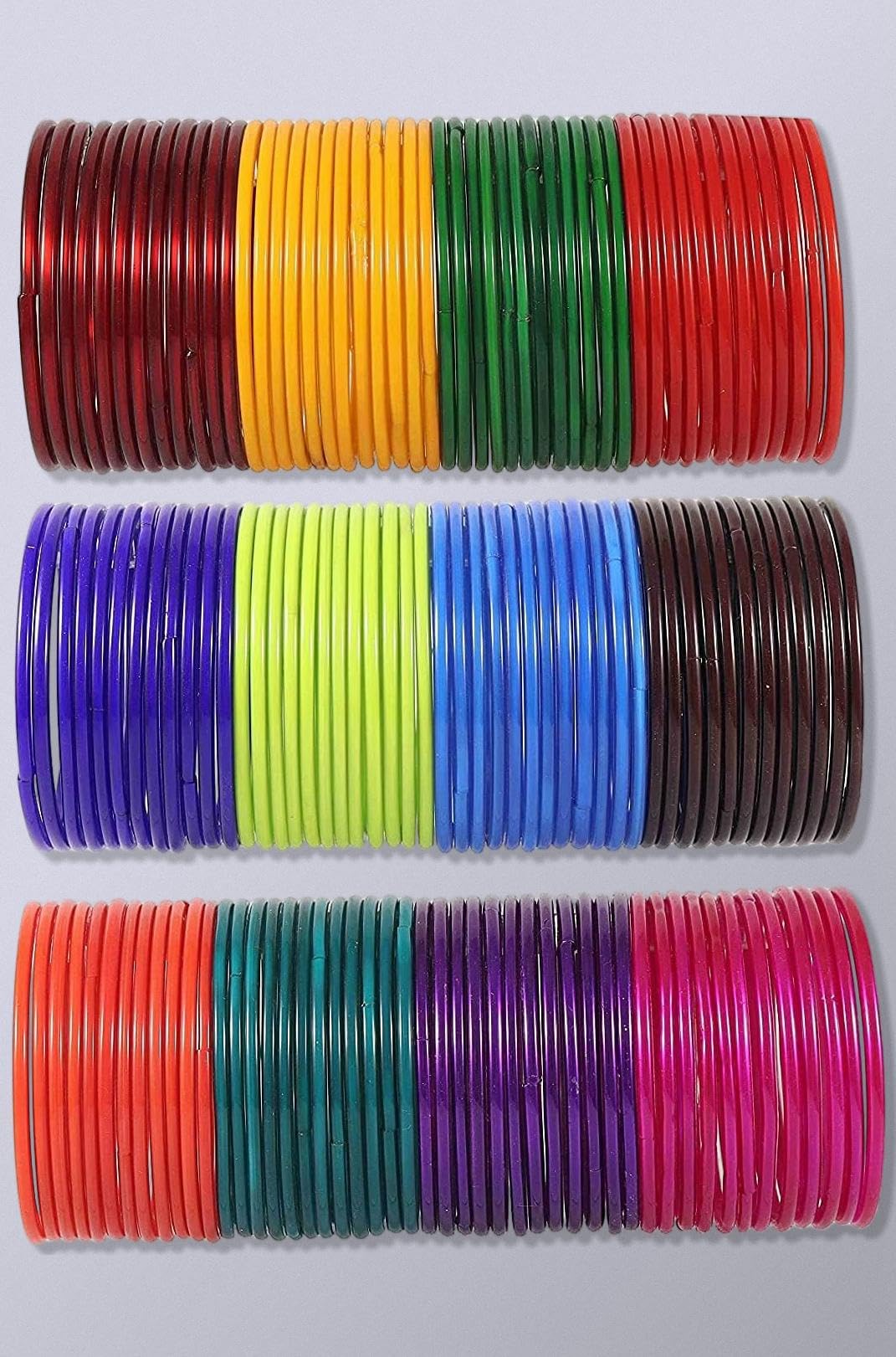 NMII Glass with Plain and Glossy Finished Bangle Set For Women and Girls