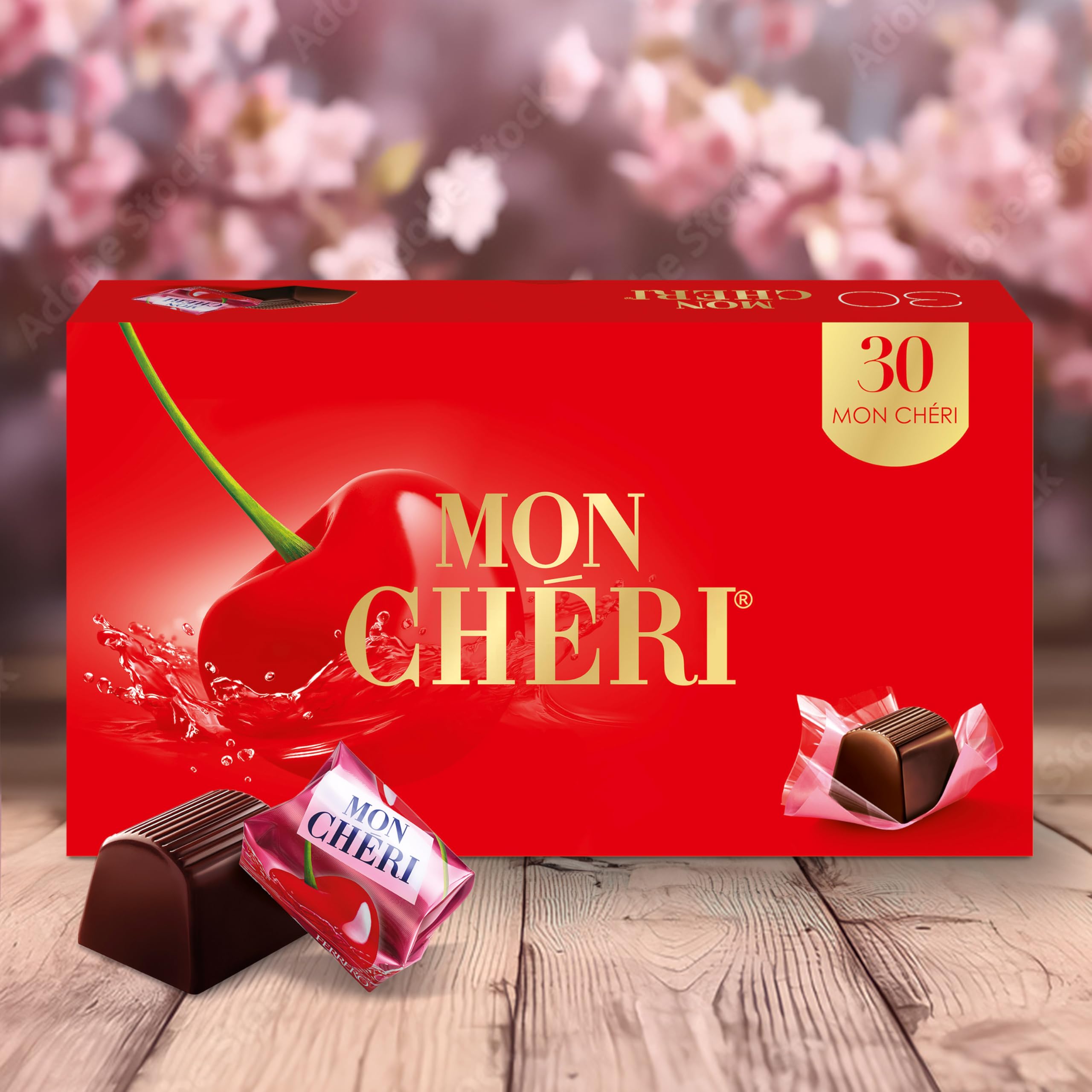 Chocolats MonChéri - 2x 315g (60 pièces) - Chocolat noir à la liqueur de cerise - Bonbon pour adultes - Pour un anniversaire, Noël ou simplement pour le plaisir de grignoter