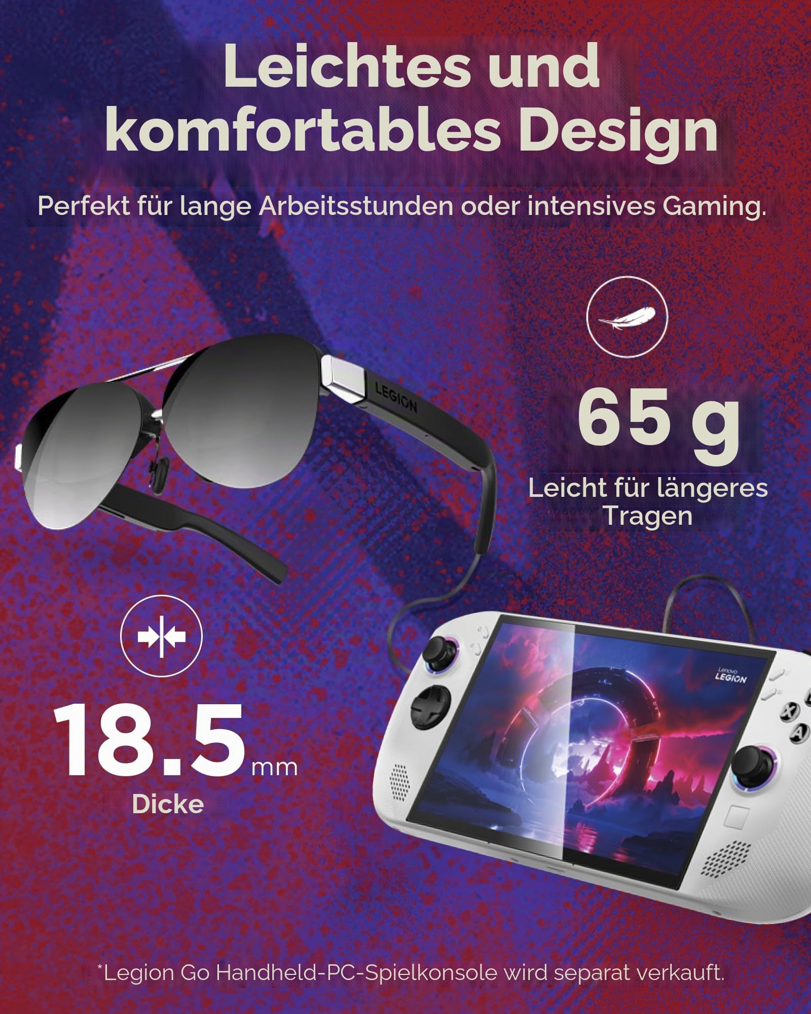 Lenovo Legion Glasses Gen 2 - Micro-OLED Personal Wearable Monitor for Gaming & Movies, FHD 60Hz Plug-and-Play Display Legion Go & USB-C Devices, High-Fidelity Audio & Privacy