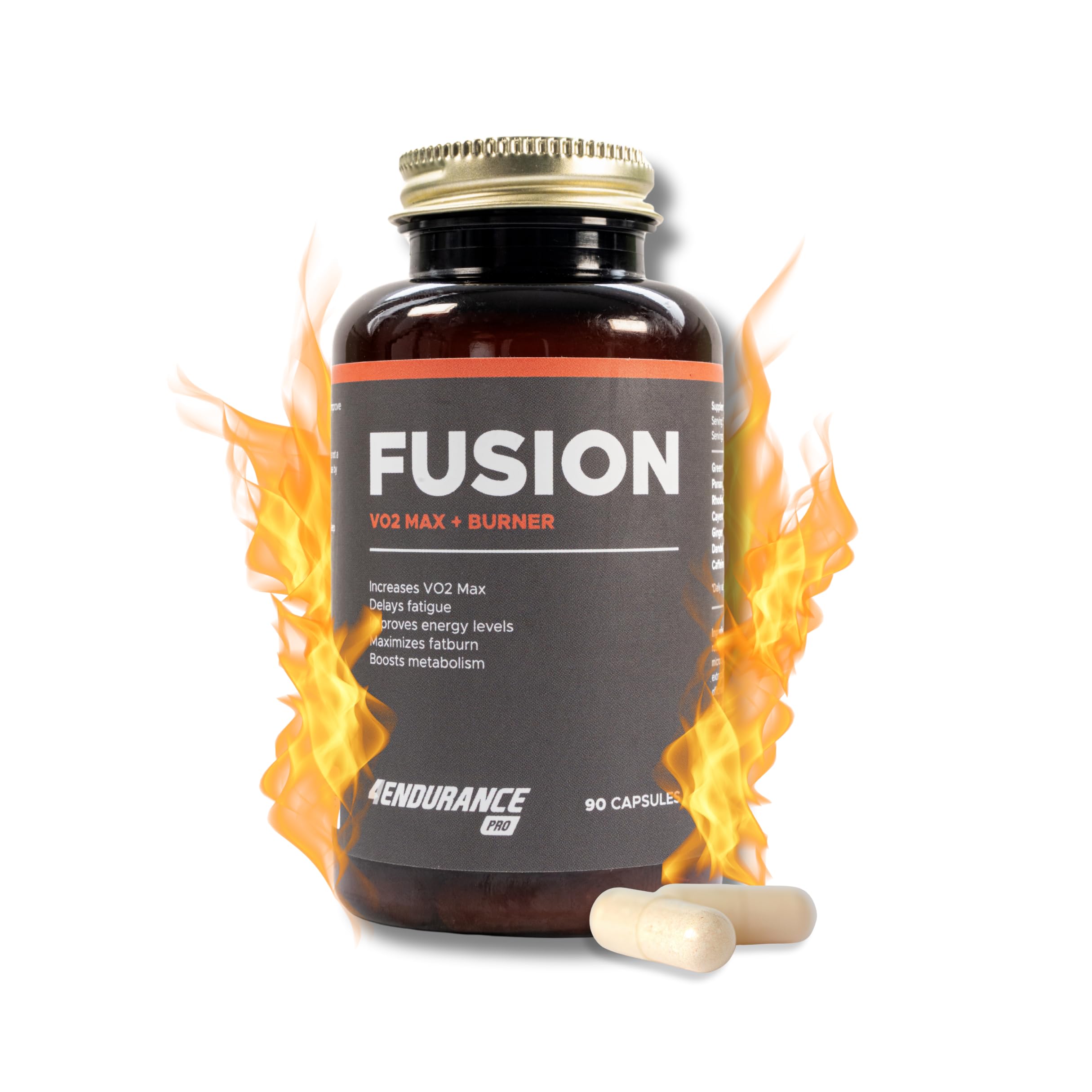 Pro Fusion Fat Metabolism Booster & Energy Enhancer for Endurance Athletes, Increases VO2 Max & ATP Levels, with Caffeine, Green Tea, Ginseng, 90 Capsules
