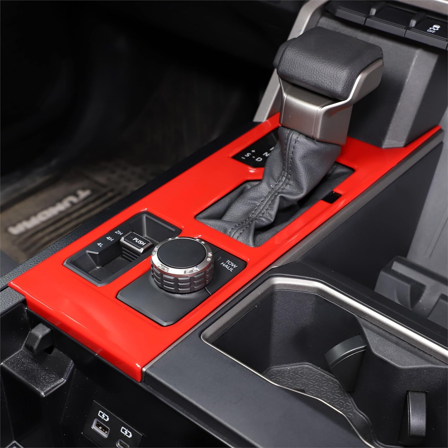 TOYCIDFG Gear Shift Panel Cover Trim Compatible with Toyota Tundra 2022-2025 Pickup Truck, Center Console Shifter Frame Box Cover Trim (Matte Black -B)