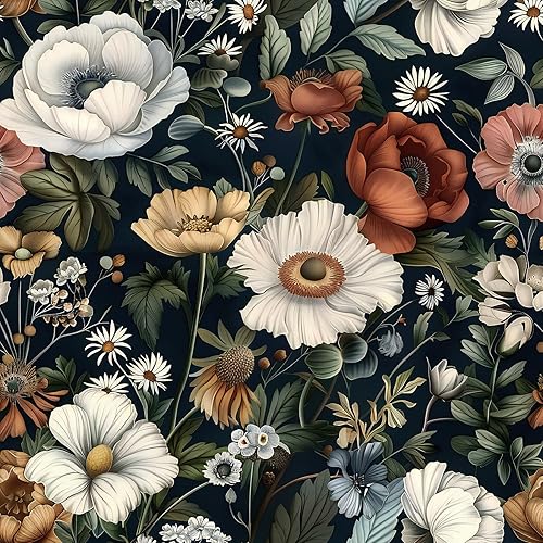 Papel Tapiz Floral Oscuro Despegar y Pegar Papel de Contacto Vintage 16.9 pulgadas x 118.1 pulgadas Papel Tapiz Bohemio Despegar y Pegar con Flores