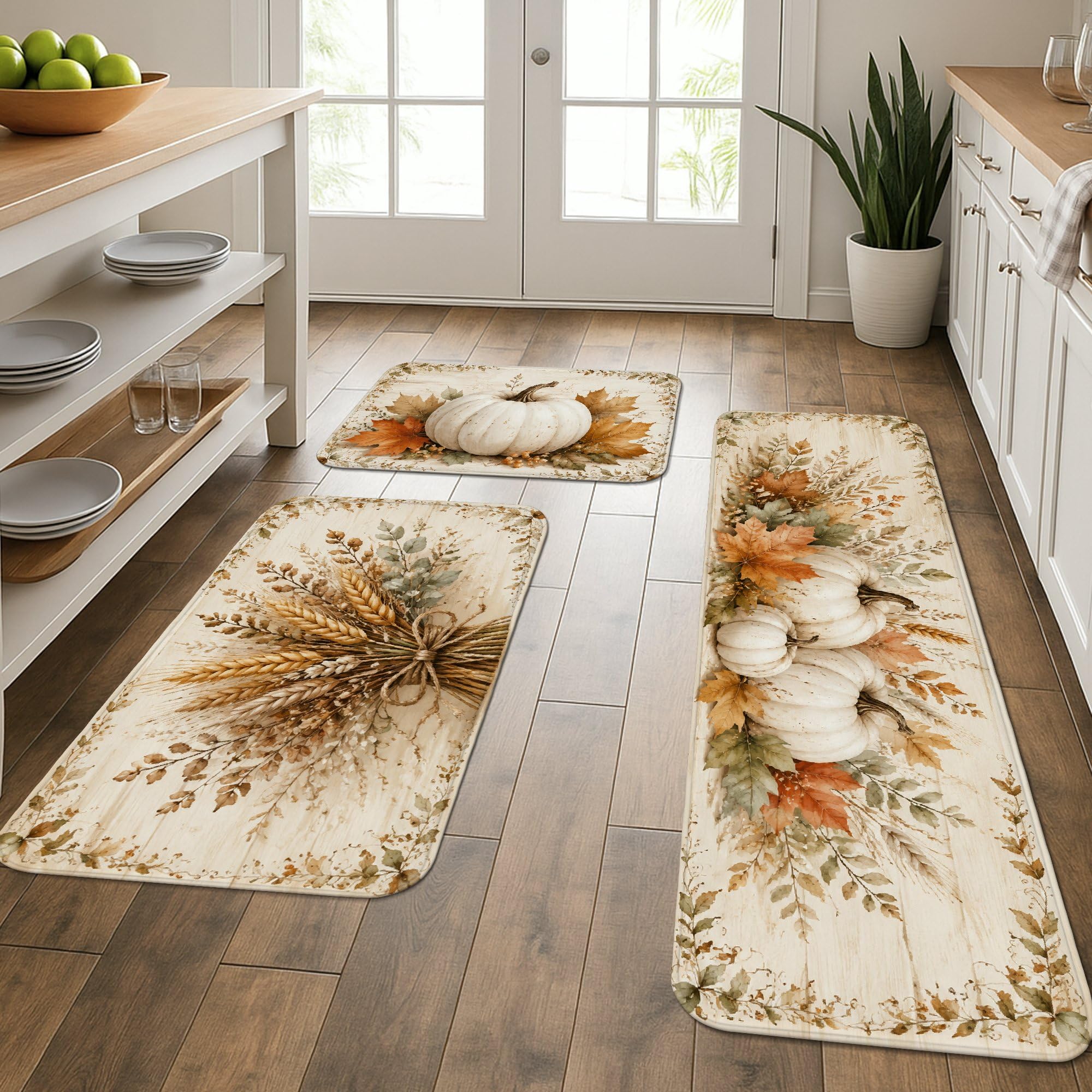 Tapis de cuisine rustiques pour buanderie et salle de bain beige