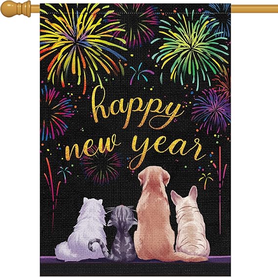 Louise Maelys Happy New Year Garden Flag 28x40 Double