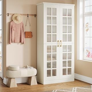 Tribesigns Tall Shoe Cabinet with Doors, 8-Tier Shoe Storage with Adjustable Shelves, Modern Shoe Organizer Shoe Rack Cabinet for Entryway, Hallway, Closet, Living Room, White - Amazon product rated Grade A