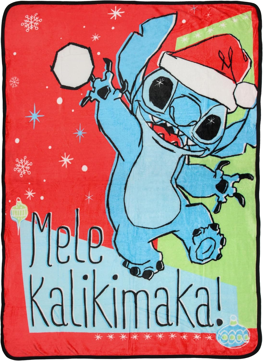 Disney Lilo and Stitch Mele Kalikimaka Holiday Throw Blanket - 46" x 60" Cozy Soft Fleece Throw Blanket for Bed Couch
