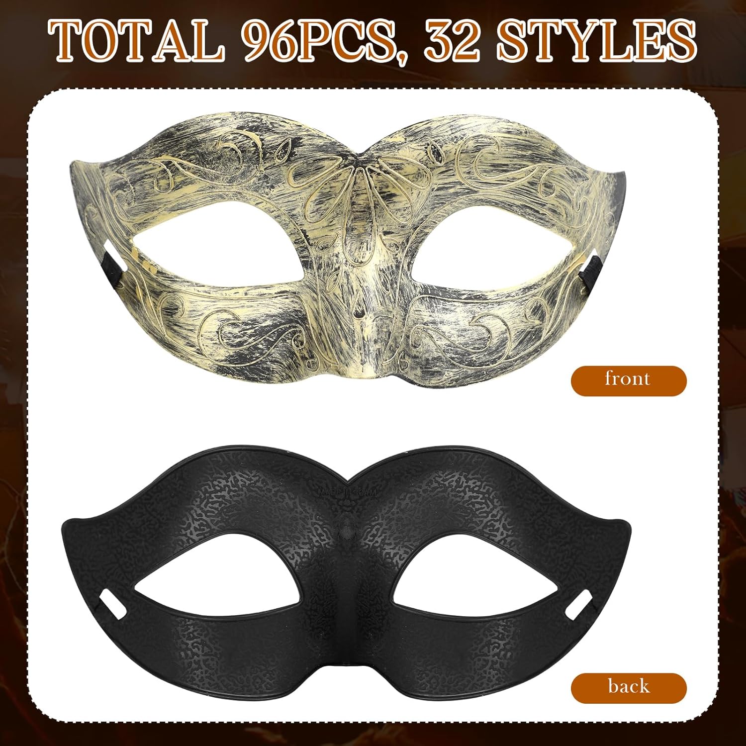 Hollowfly 200 Pcs Masquerade Mask Bulk Adults Vintage Party Mask Venetian Masks for Carnival Party Cosplay Performance