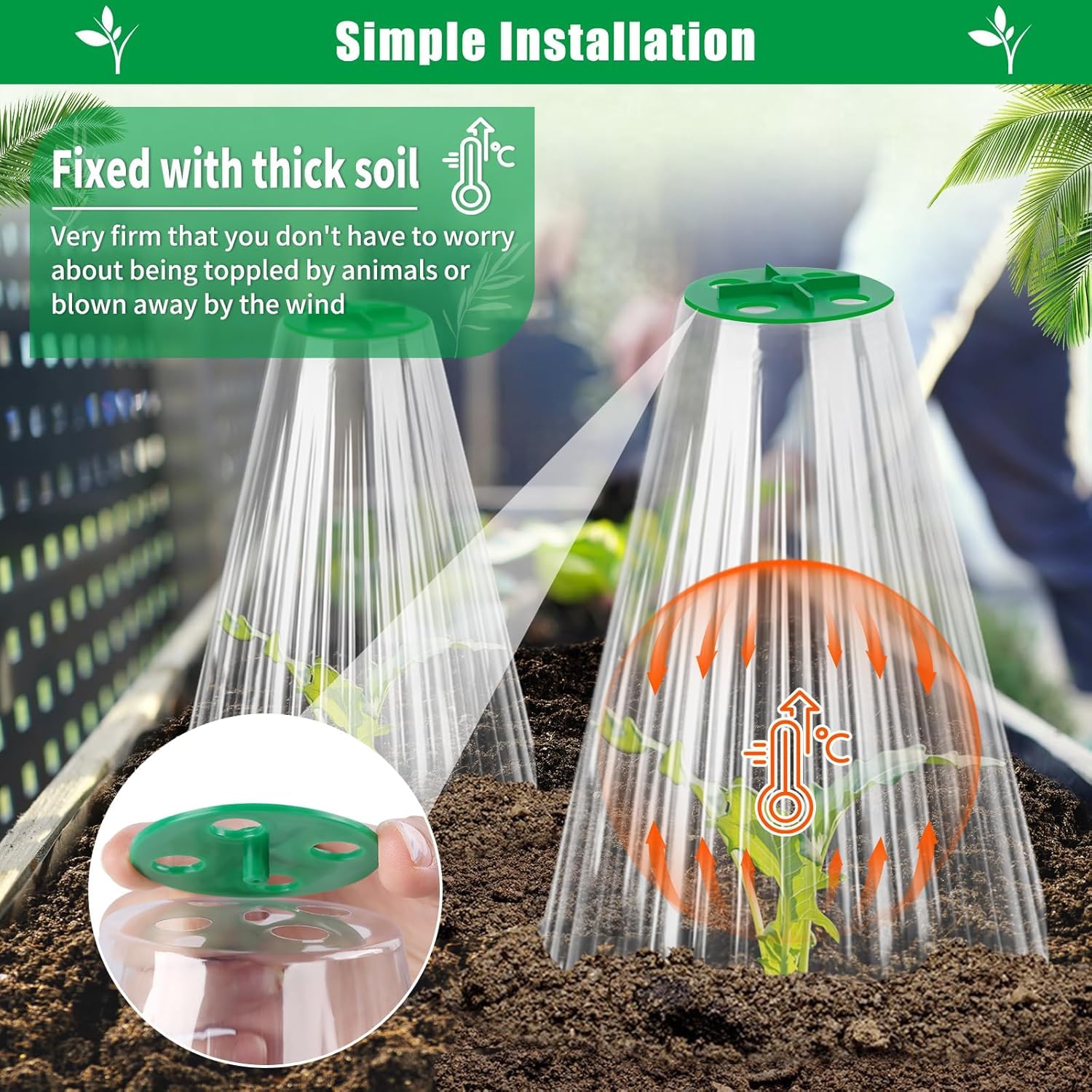 Cloche Jardin Potager Lot de 30, Protection Réutilisable pour Plantes avec Couvercle de Ventilation Rotatif, 24 x 20,5 cm Transparent