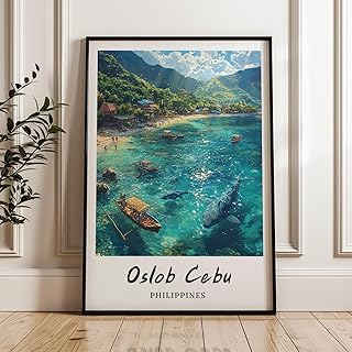 Oslob Philippines Wall Art Prints Travel Poster Print Instant Gift Minimalist