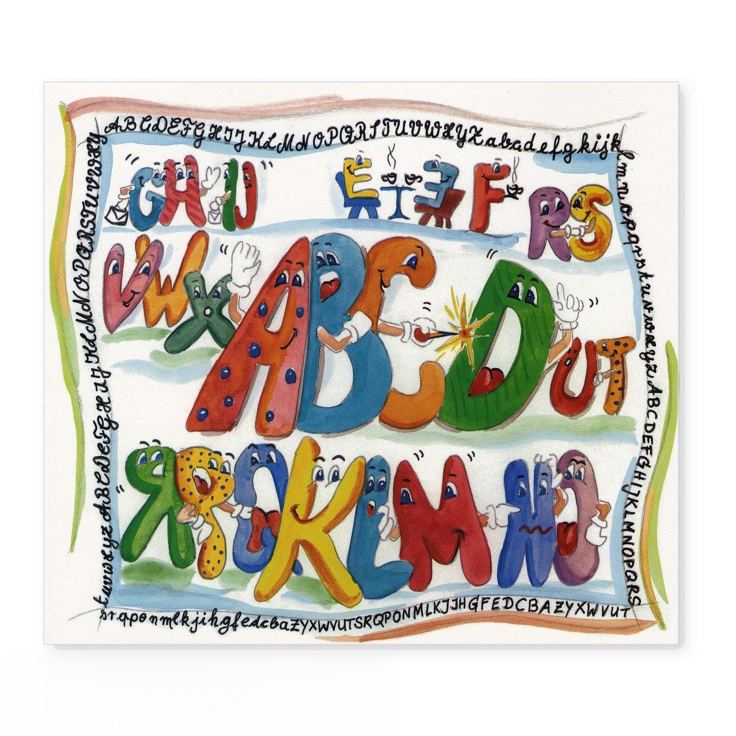Schoeller & Stanzwerk© - 25 Stück 3-teilige Kindergarten- / Schulfotomappe für 13x18 cm Fotos - mit farbigem Druck "ABC"