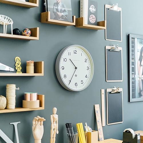 Miniatura 24 de NEWGATE® Reloj de pared con eco número tres Reloj redondo moderno 14.5 pulgadas Rojo Números fáciles de leer Ideal para cocina, sala