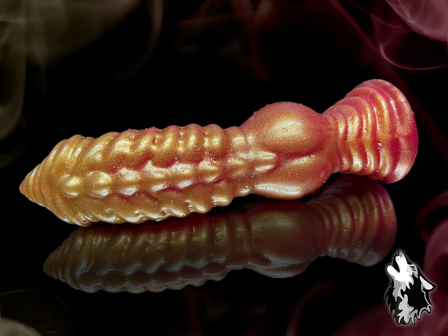 FlirtyDawg Fantasy Dildo Knotted Anubis Color Golden Platinum Silicone Monster Alien Adult Anal Sex Toys-Handmade in USA (10 inch)