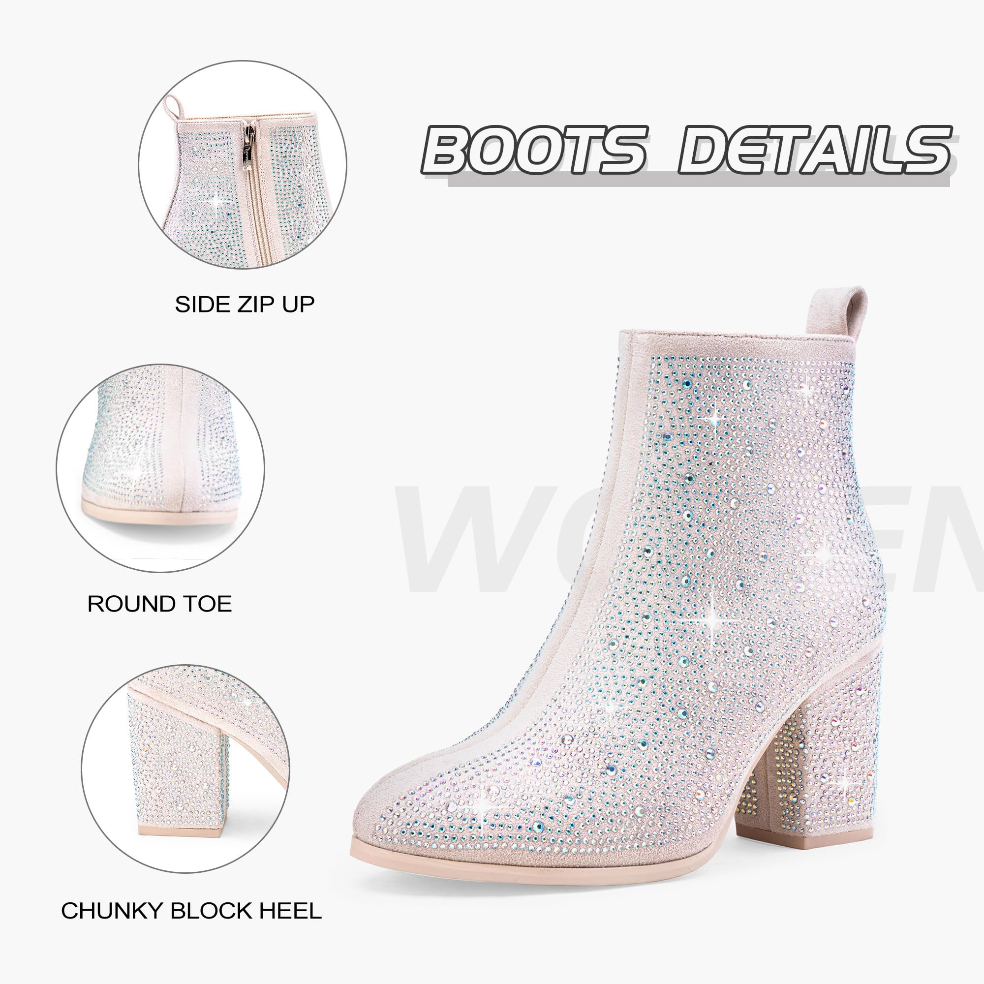 Jeossy Women's 9637A Dressy Ankle Boots,Fashion Block Heel Booties