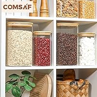 Vista 9 de ComSaf Envases de almacenamiento de harina y azúcar de 1.2 galones de boca ancha 2 piezas, envases de vidrio de almacenamiento de 4.6 cuartos