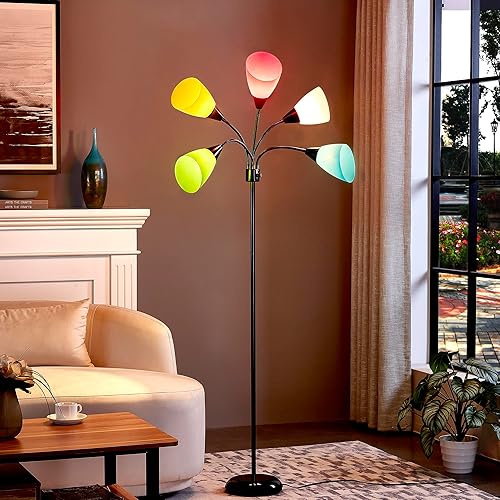 Miniatura 5 de Medusa - Lámpara de pie de decoración moderna, con cuello de cisne ajustable con múltiples cabezales, lámparas de luz brillante para leer, lámparas