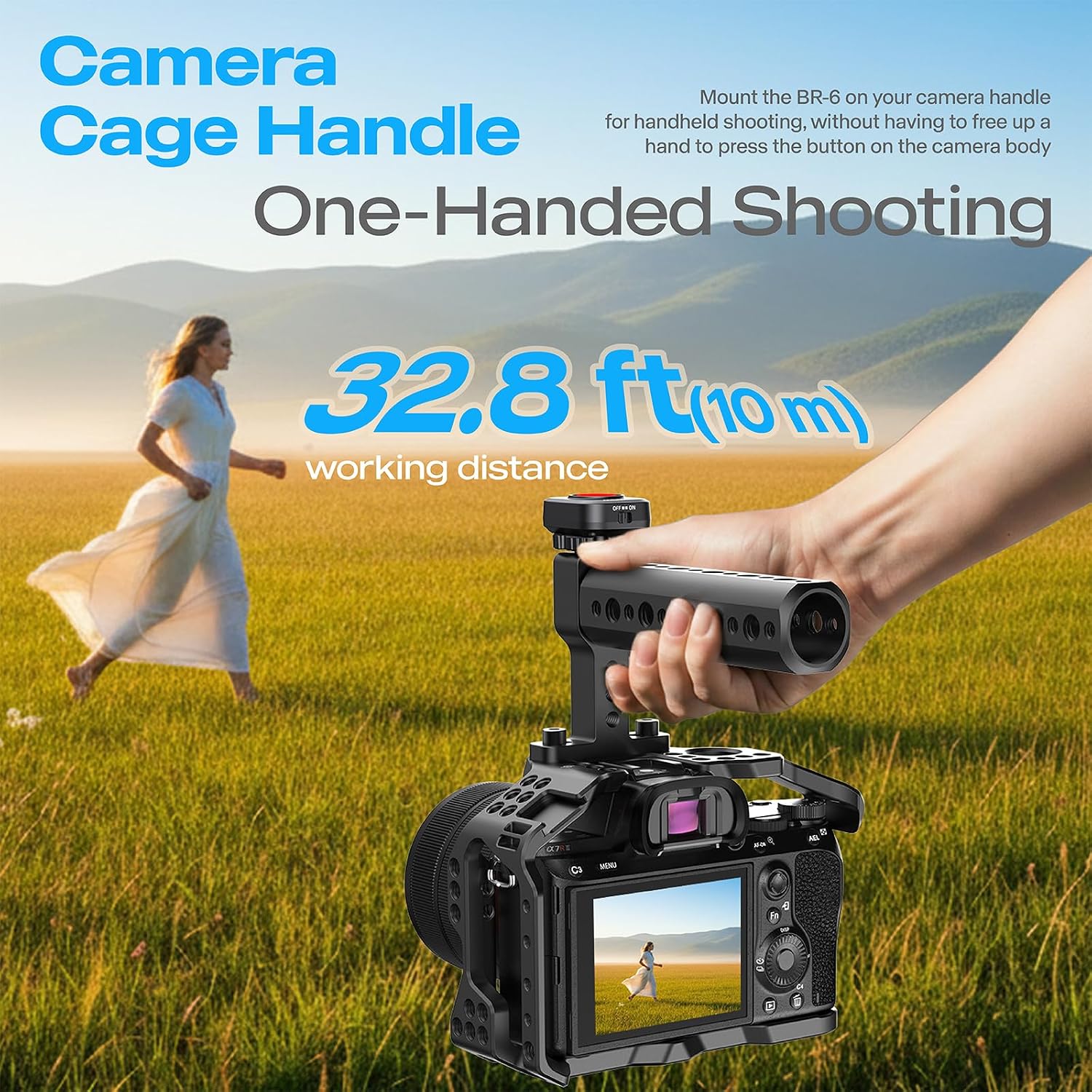 Wireless Camera Video Recording Remote, USB-C Rechargeable One-Touch Button | Cold Shoe Mount for Canon EOS R50 R6, Sony ZV-E10 ZV-1 A6400 & Nikon Z30 Cameras