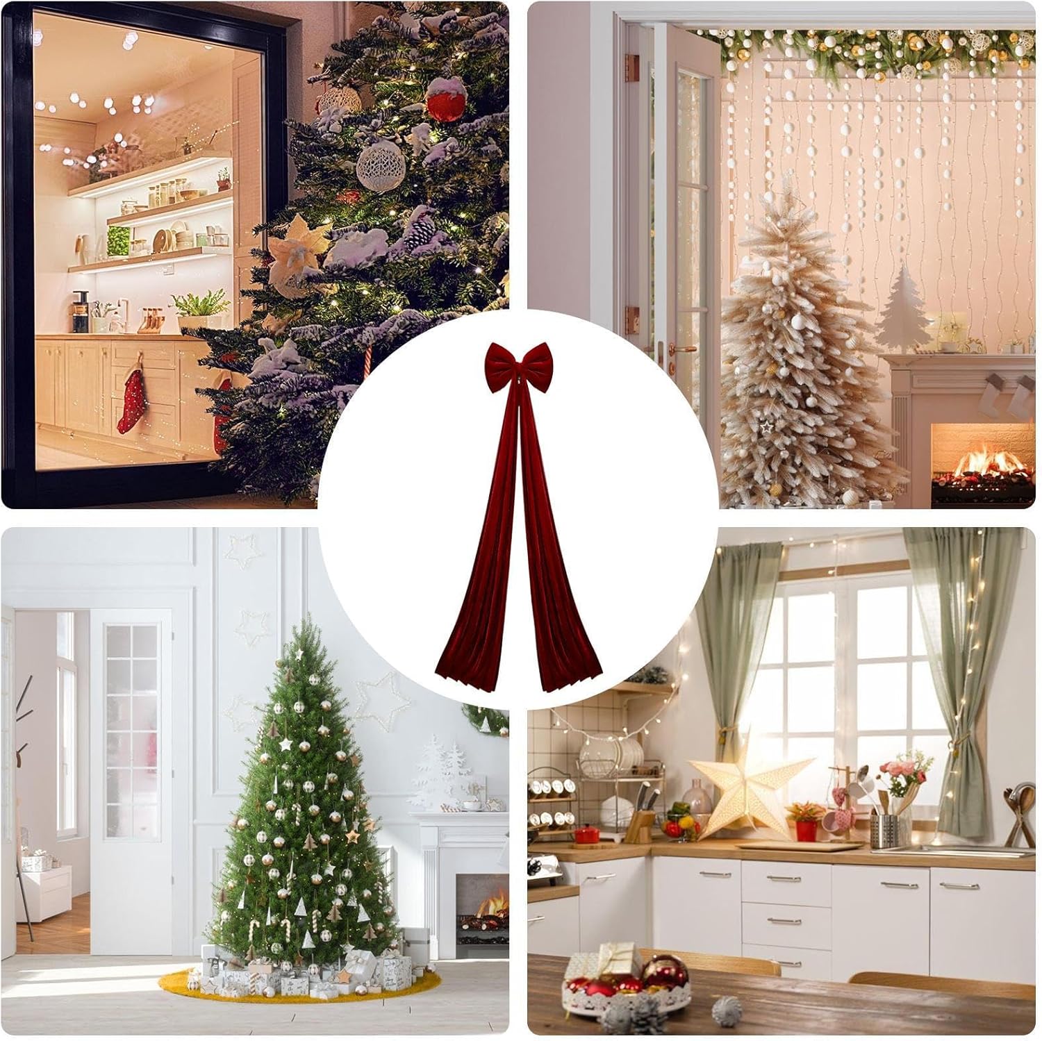 Extra Large Christmas Bow, 6.6 ft Holiday Decorations, Oversized Tree Topper Velvet Bows for Wall, Stairs, Fireplace, Porch, Office, Party, Wedding, Holiday, Shopping Mall
