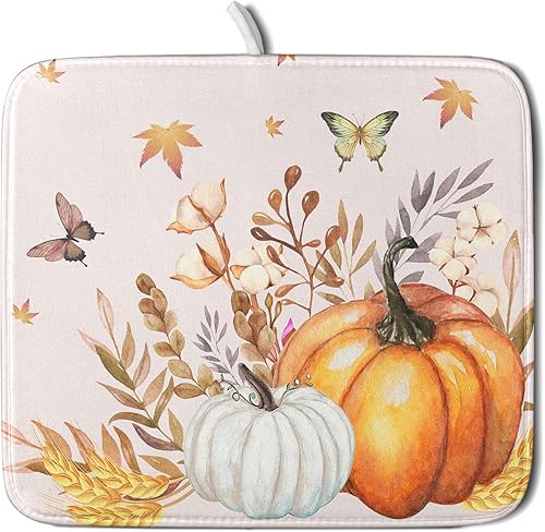 Vista 30 de Tapete de secado de platos de hojas verdes salvia para encimera de cocina, tapete de secado de ramas de acuarela de 18 x 24 pulgadas con tapete